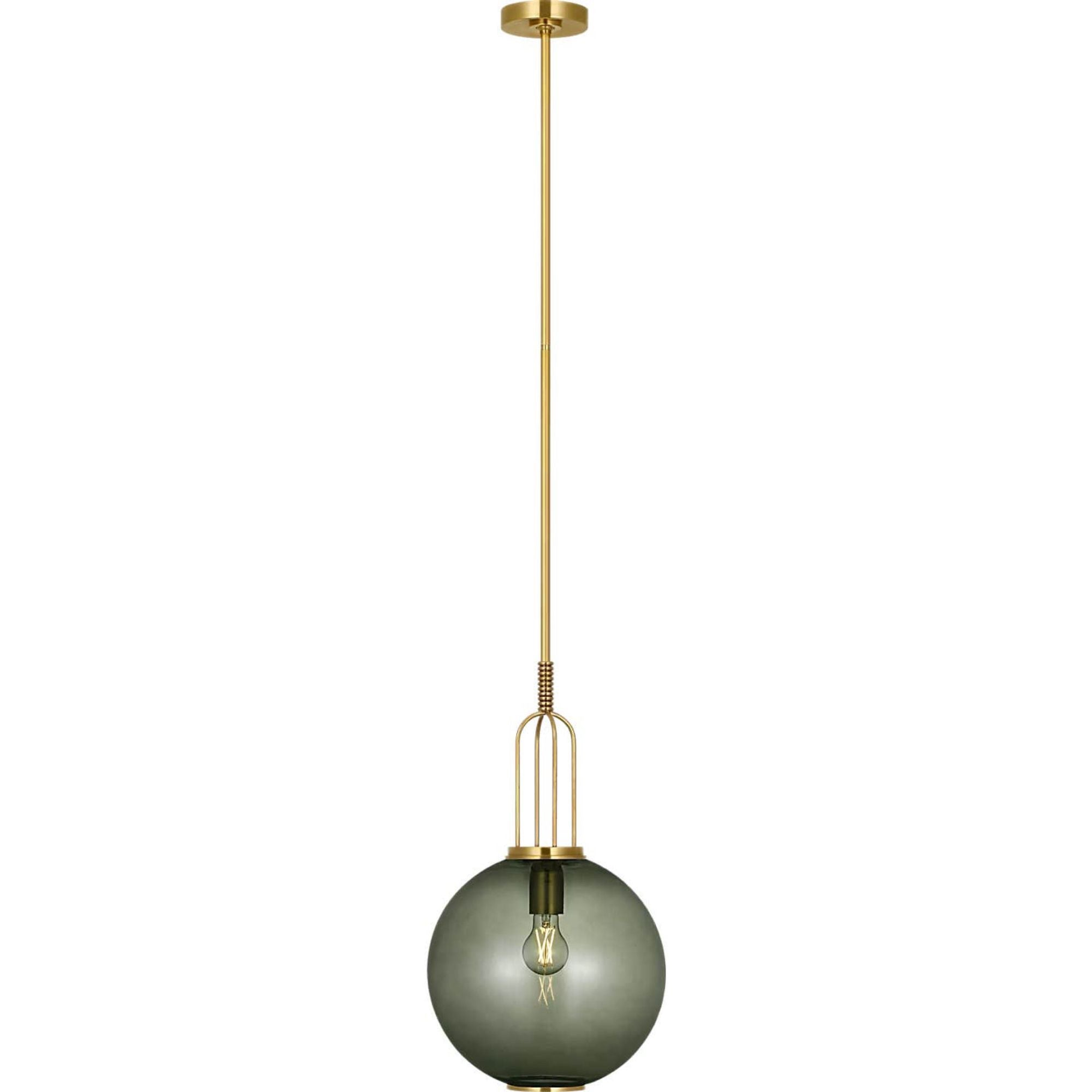 Marie Flanigan Meir 12" Pendant in Soft Brass with Smoked Glass W12"