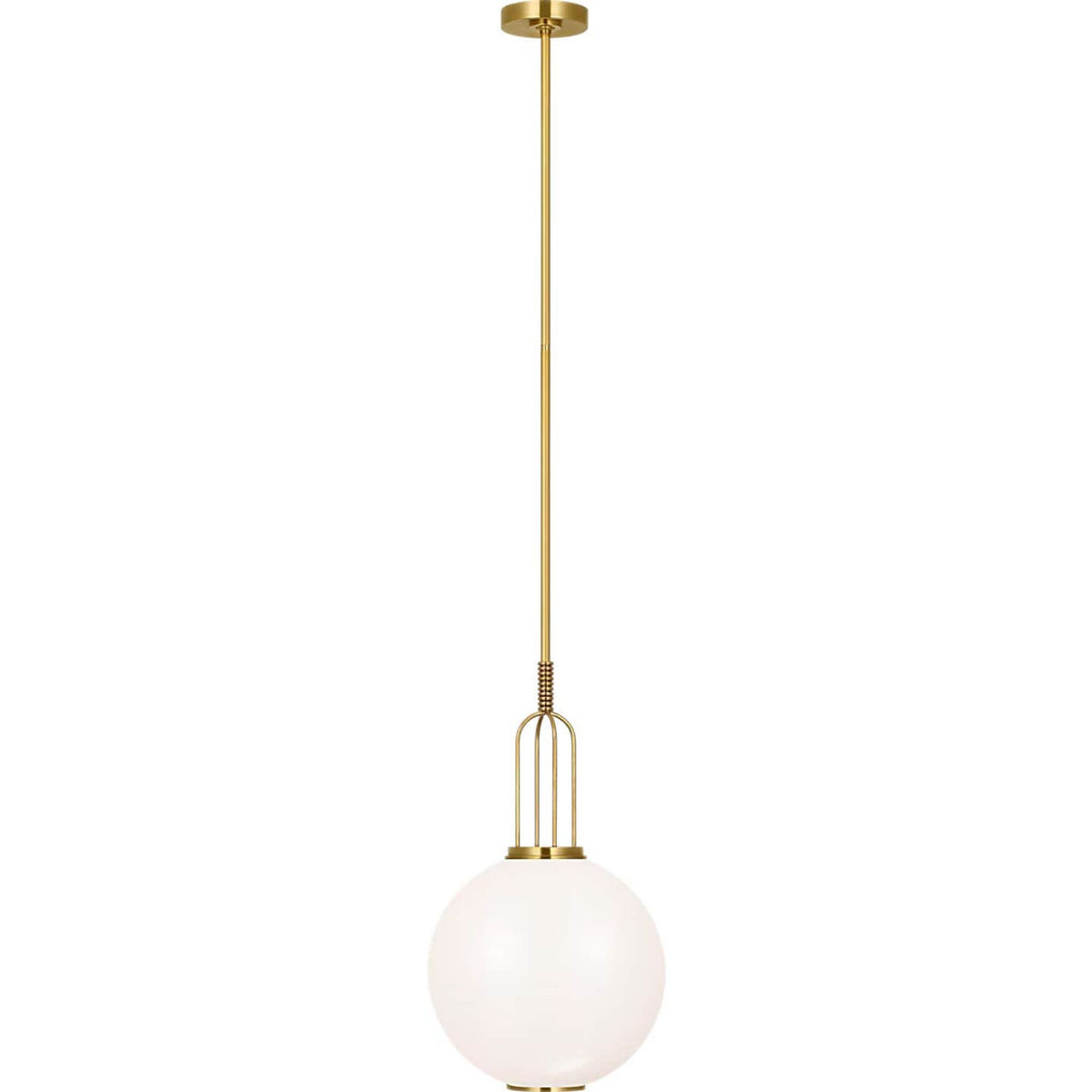 Marie Flanigan Meir 12" Pendant in Soft Brass with White Glass W12"