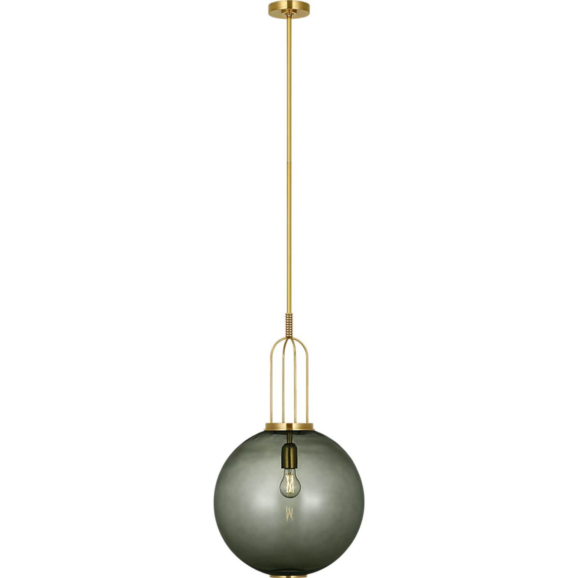 Marie Flanigan Meir 16" Pendant in Soft Brass with Smoked Glass W16"
