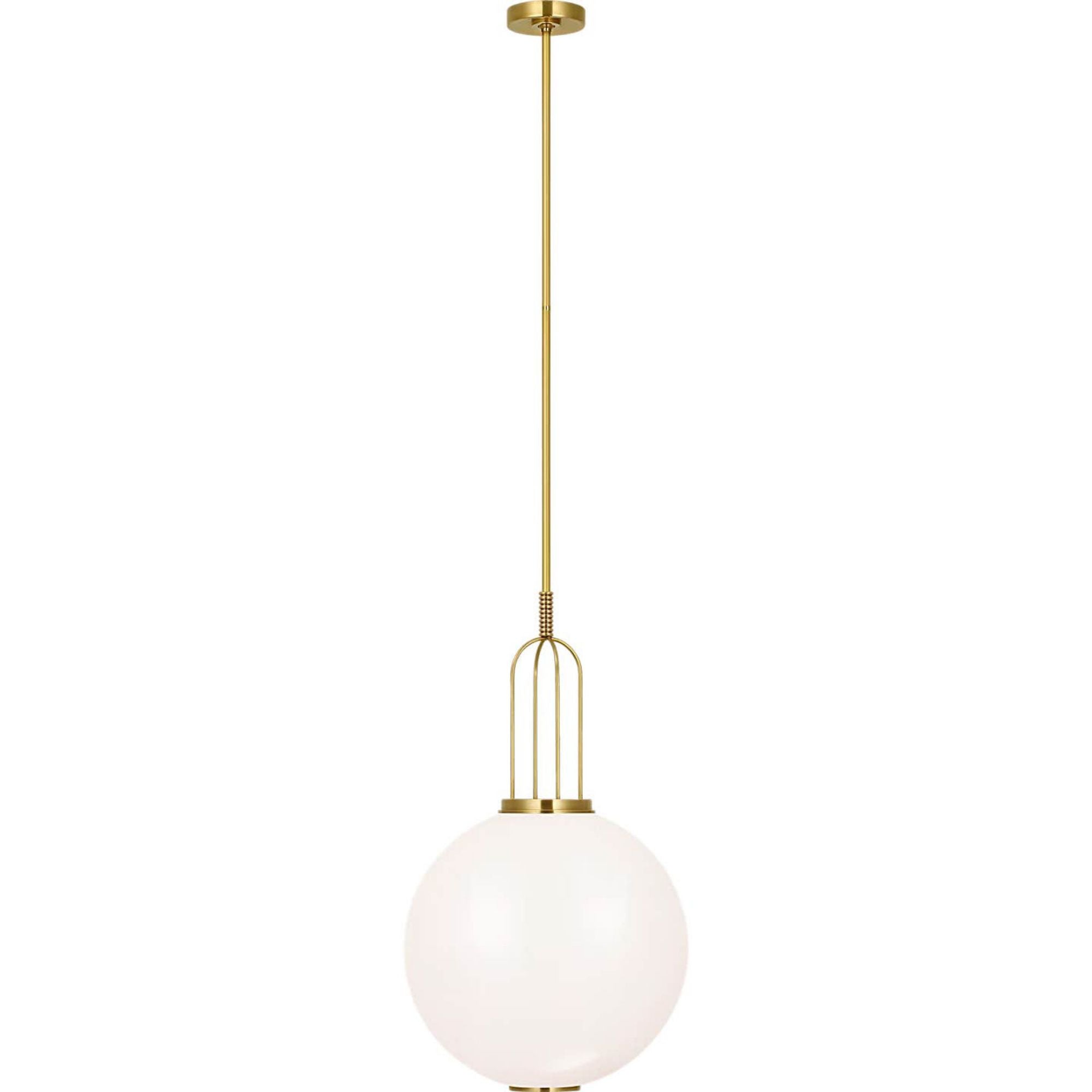 Marie Flanigan Meir 16" Pendant in Soft Brass with White Glass W16"