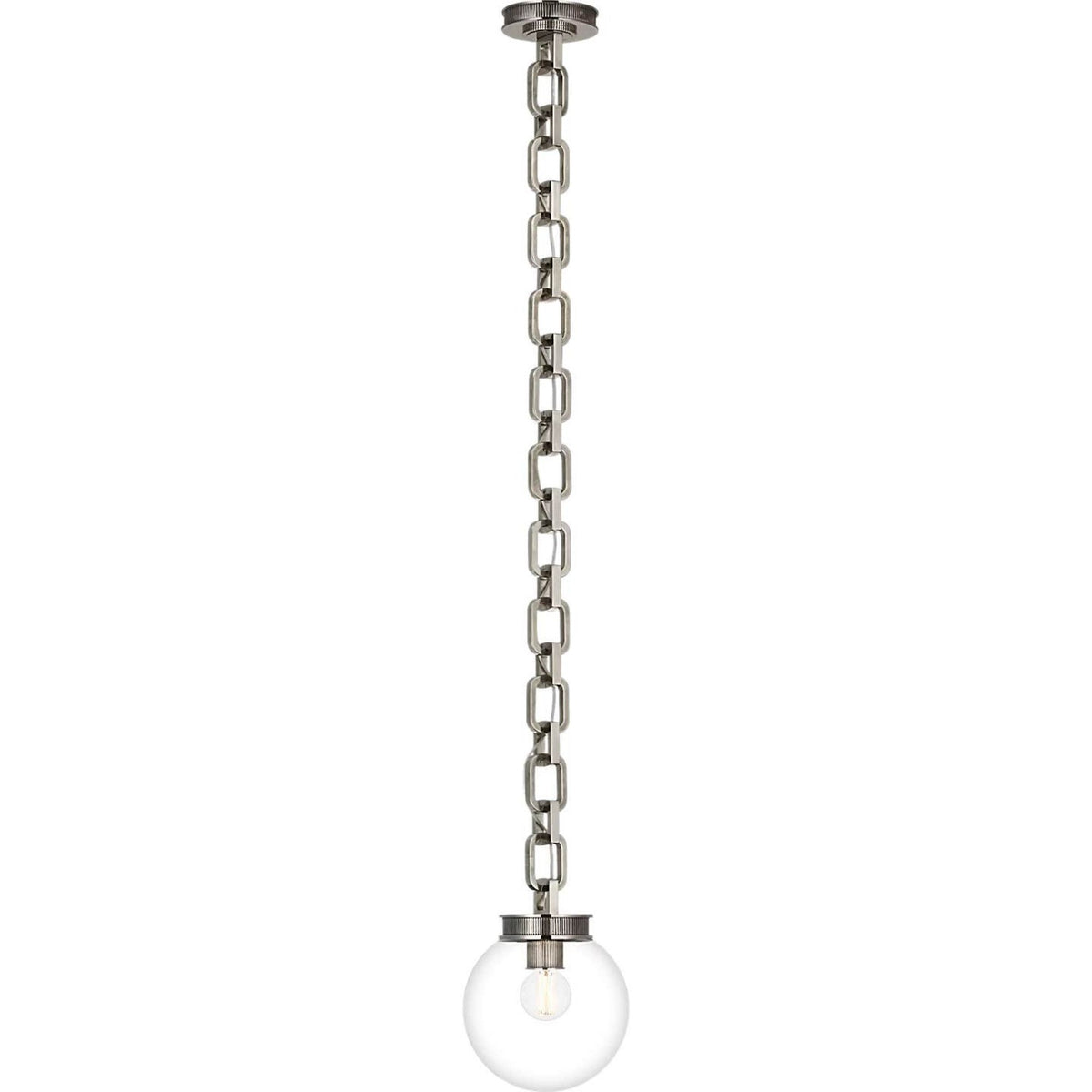 Marie Flanigan Bellamy 1 Light Statement Chain 8" Globe Chandelier in Pewter with Clear Glass W8"