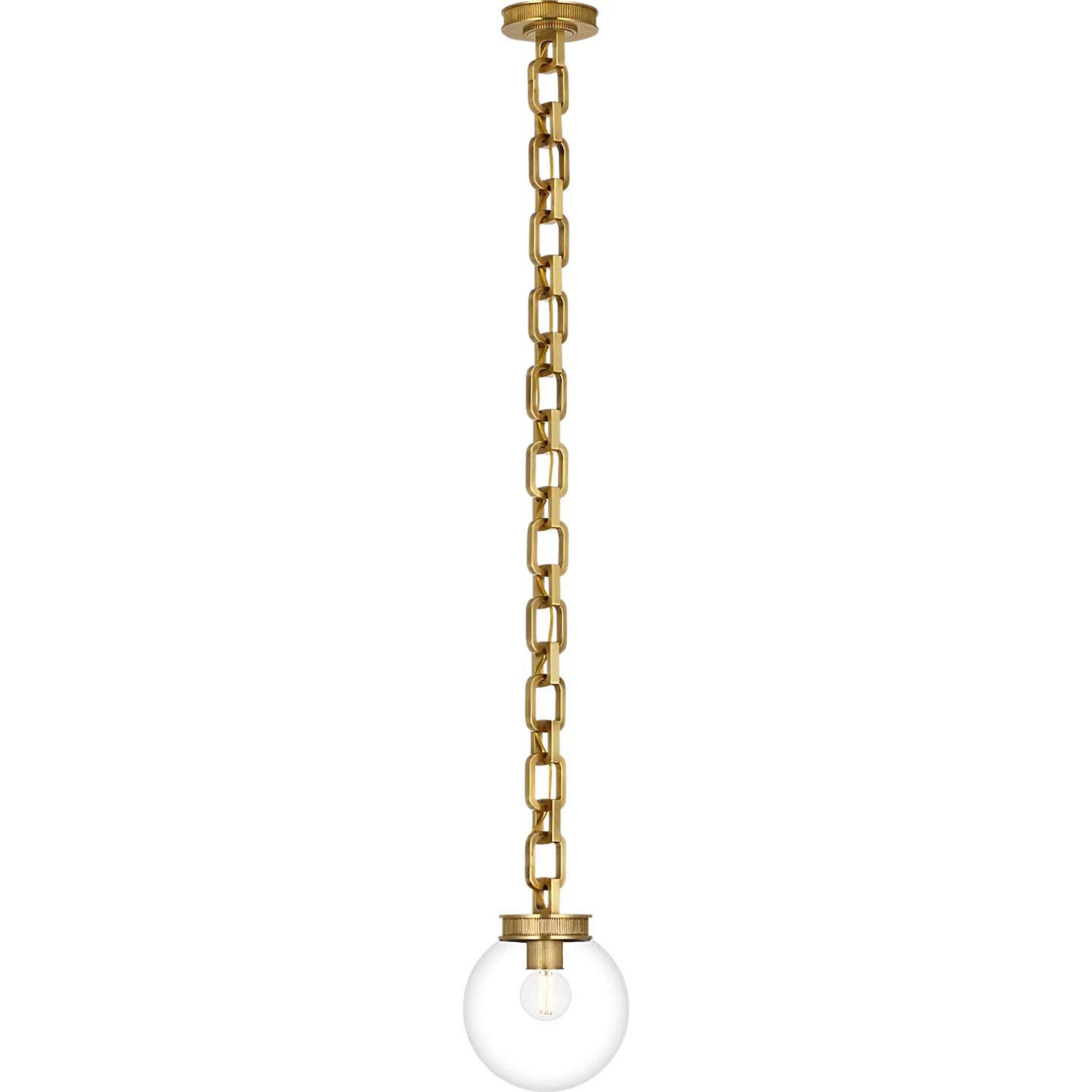 Marie Flanigan Bellamy 1 Light Statement Chain 8" Globe Chandelier in Soft Brass with Clear Glass W8"