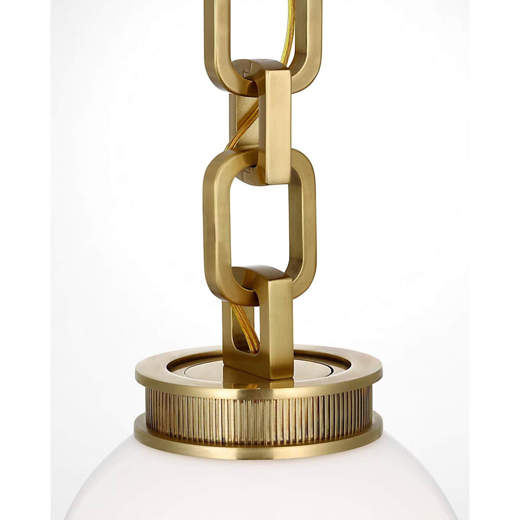 Marie Flanigan Bellamy 1 Light Statement Chain 8" Globe Chandelier in Soft Brass with White Glass W8"
