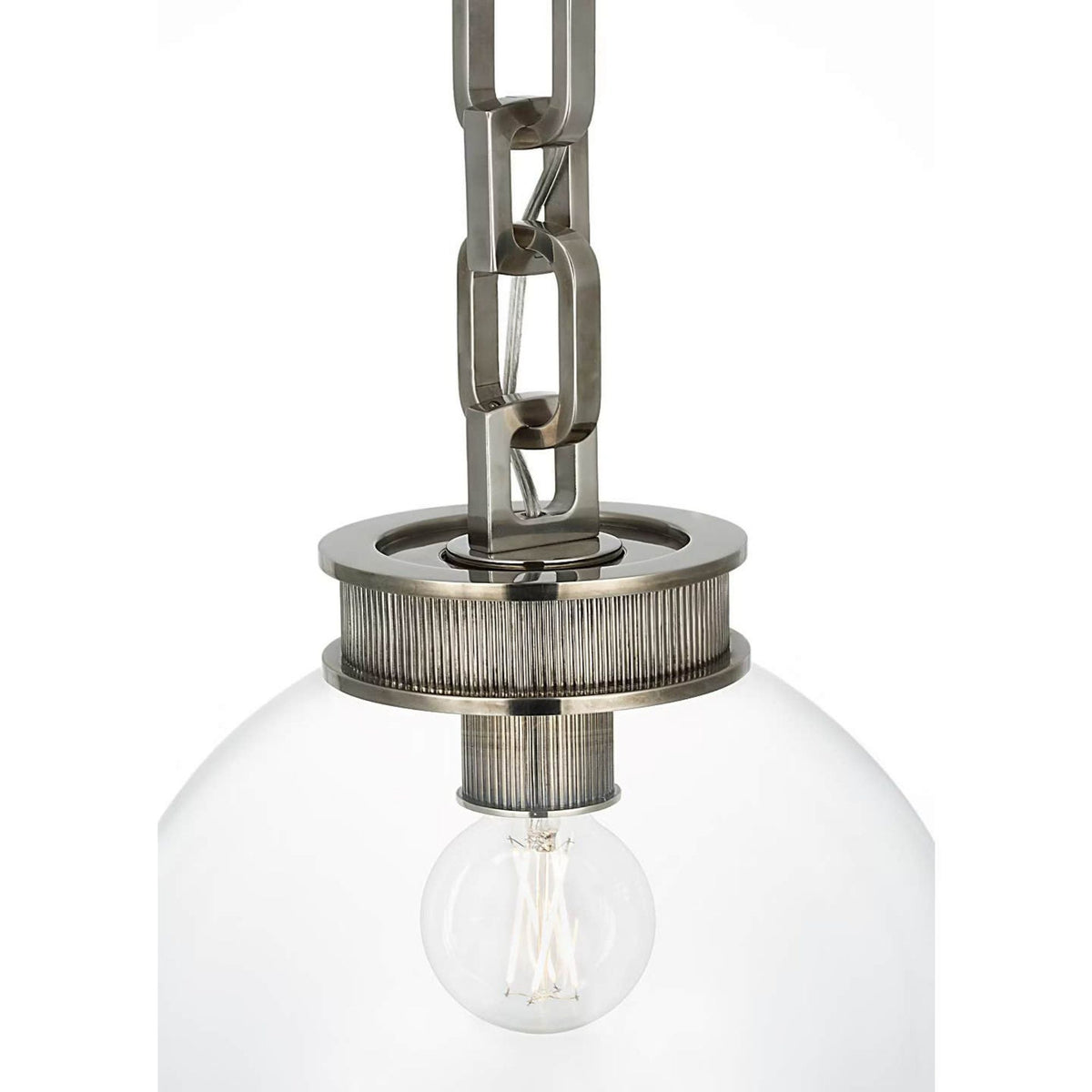 Marie Flanigan Bellamy 1 Light Statement Chain 12" Globe Chandelier in Pewter with Clear Glass W12"