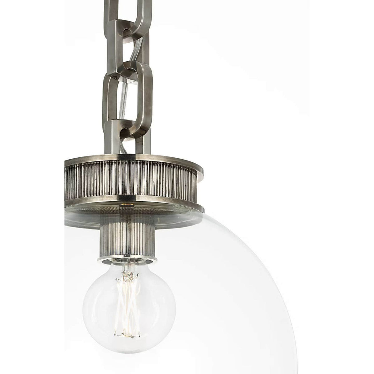 Marie Flanigan Bellamy 1 Light Statement Chain 12" Globe Chandelier in Pewter with Clear Glass W12"