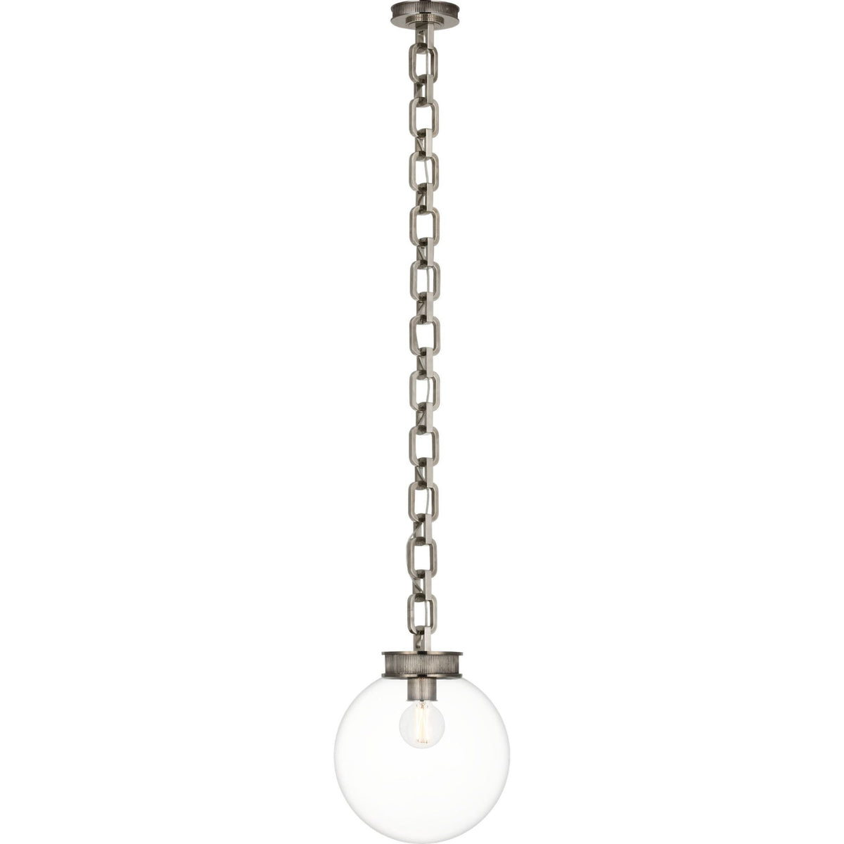 Marie Flanigan Bellamy 1 Light Statement Chain 12" Globe Chandelier in Pewter with Clear Glass W12"