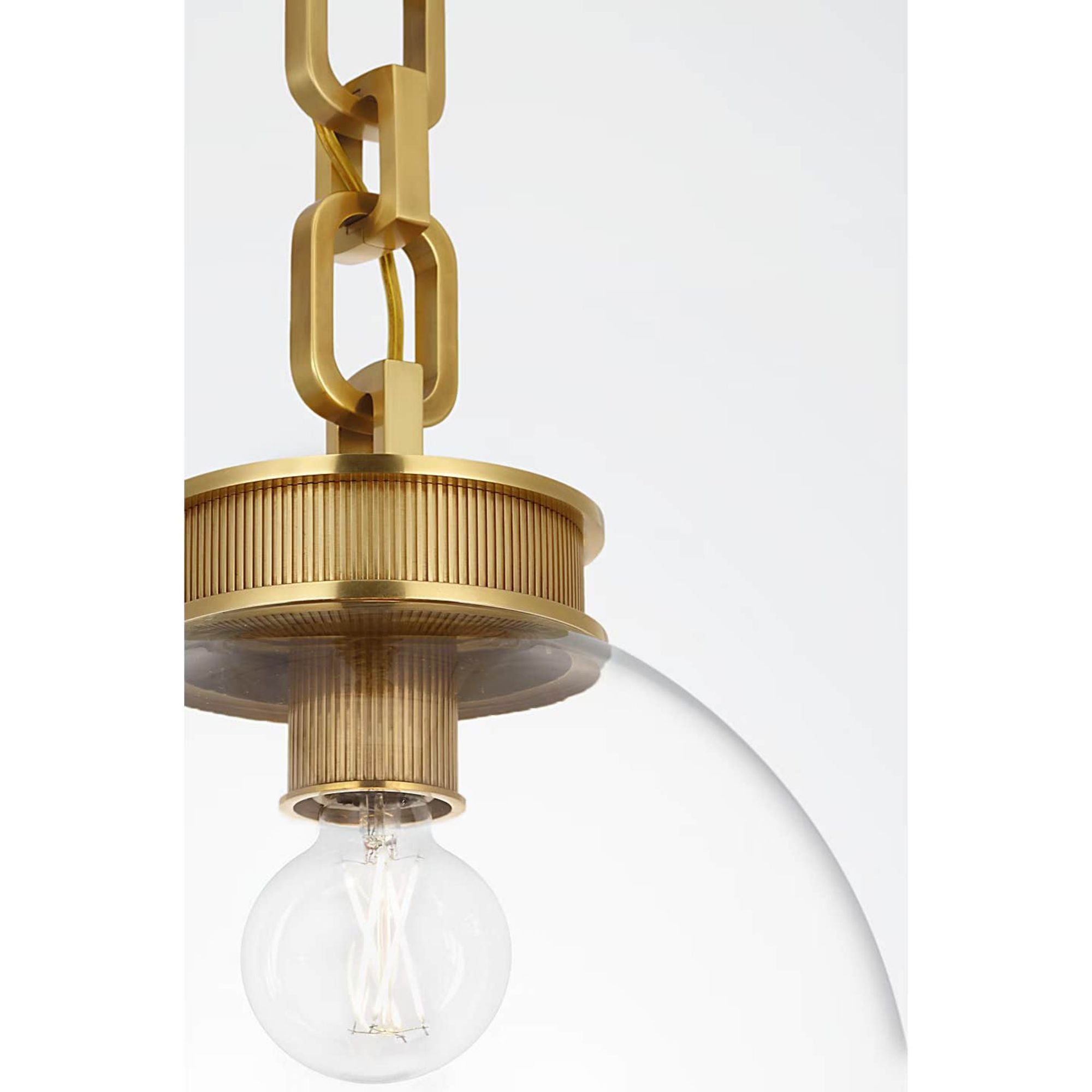 Marie Flanigan Bellamy 1 Light Statement Chain 12" Globe Chandelier in Soft Brass with Clear Glass W12"