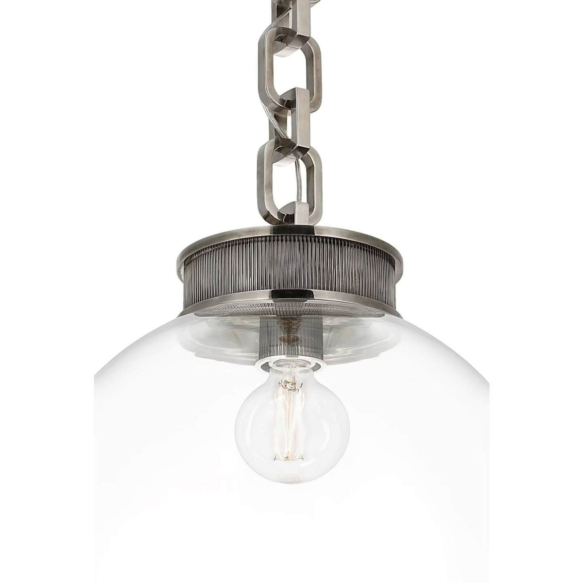 Marie Flanigan Bellamy 1 Light Statement Chain 16" Globe Chandelier in Pewter with Clear Glass W16"