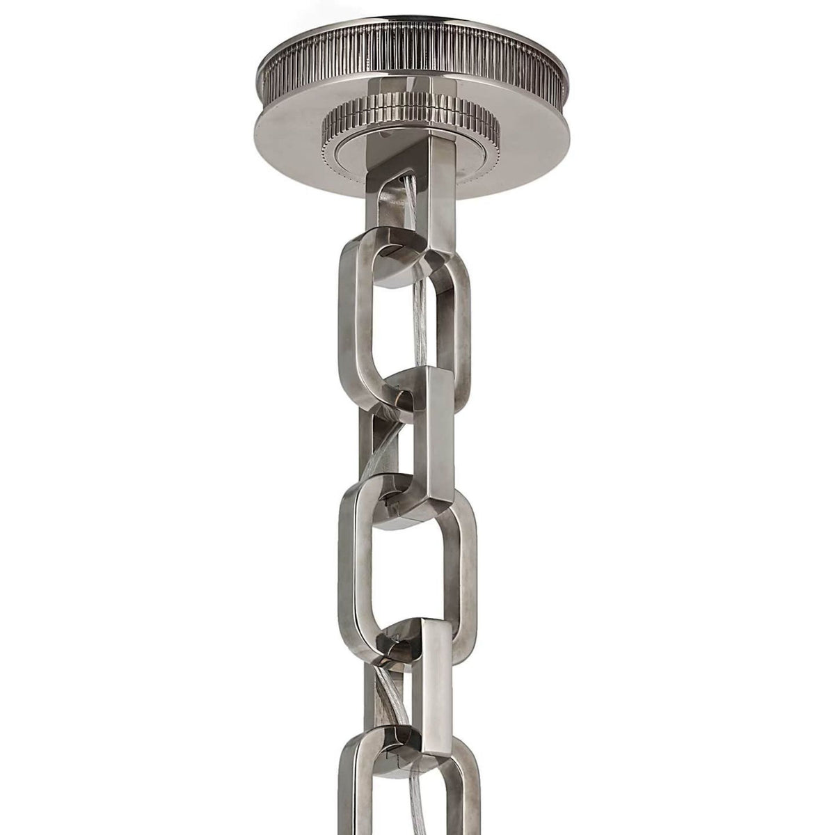 Marie Flanigan Bellamy 1 Light Statement Chain 16" Globe Chandelier in Pewter with Clear Glass W16"