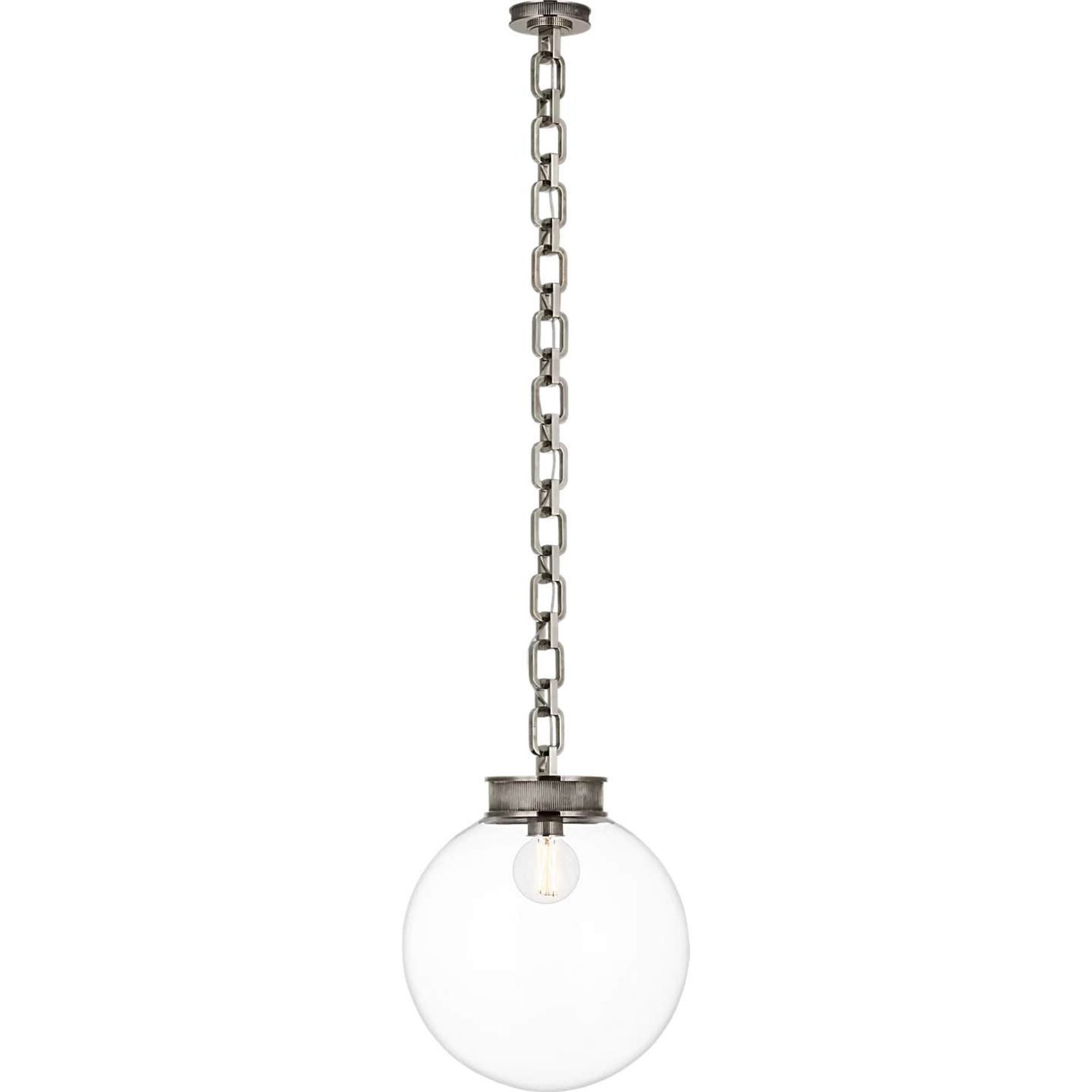 Marie Flanigan Bellamy 1 Light Statement Chain 16" Globe Chandelier in Pewter with Clear Glass W16"