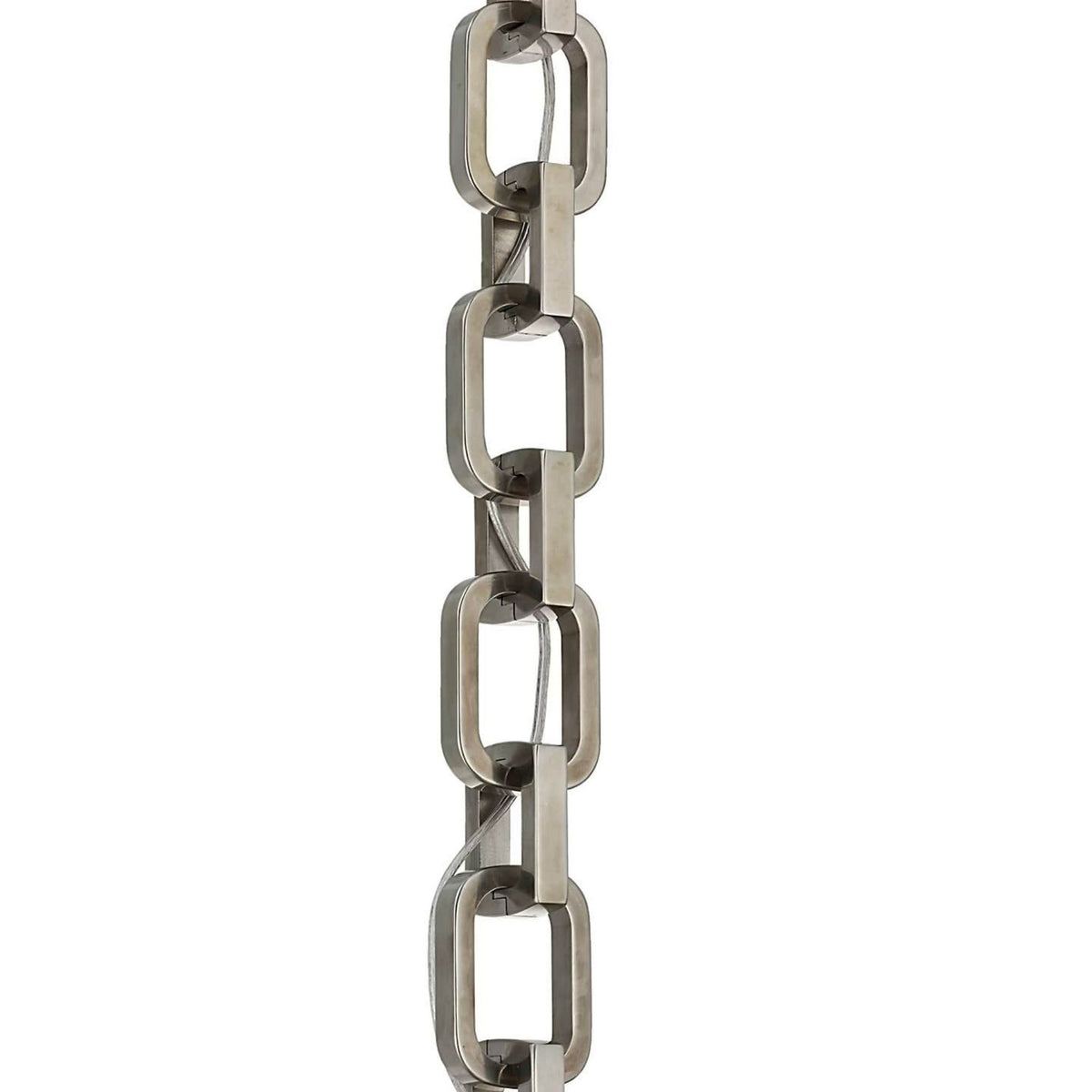 Marie Flanigan Bellamy 1 Light Statement Chain 16" Globe Chandelier in Pewter with White Glass W16"