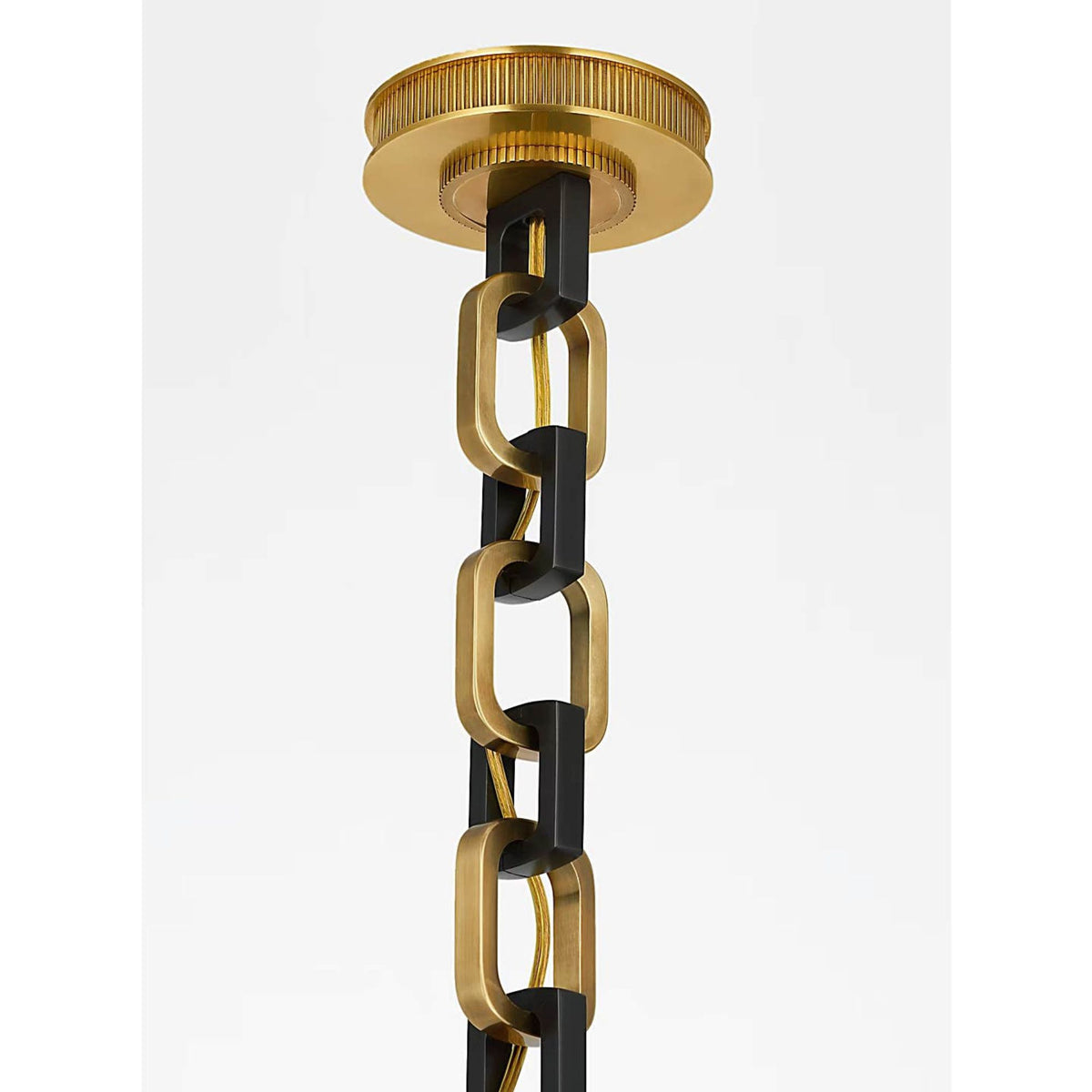 Marie Flanigan Bellamy 1 Light Statement Chain 16" Globe Chandelier in Soft Brass and Bronze with Clear Glass W16"