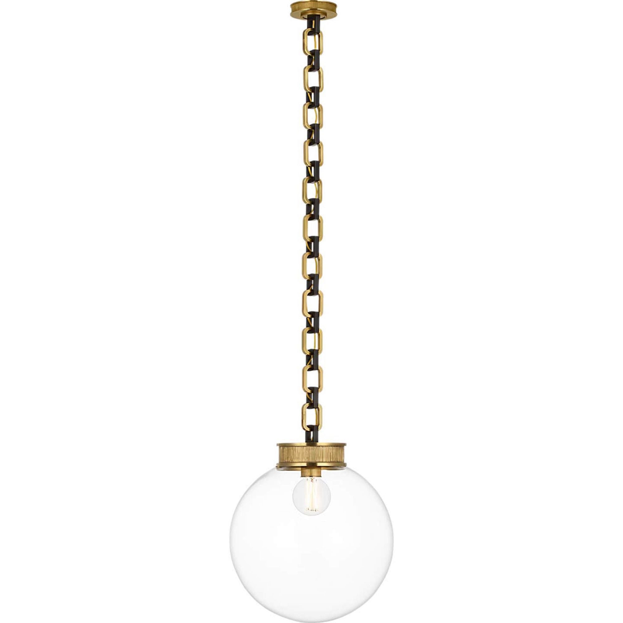 Marie Flanigan Bellamy 1 Light Statement Chain 16" Globe Chandelier in Soft Brass and Bronze with Clear Glass W16"