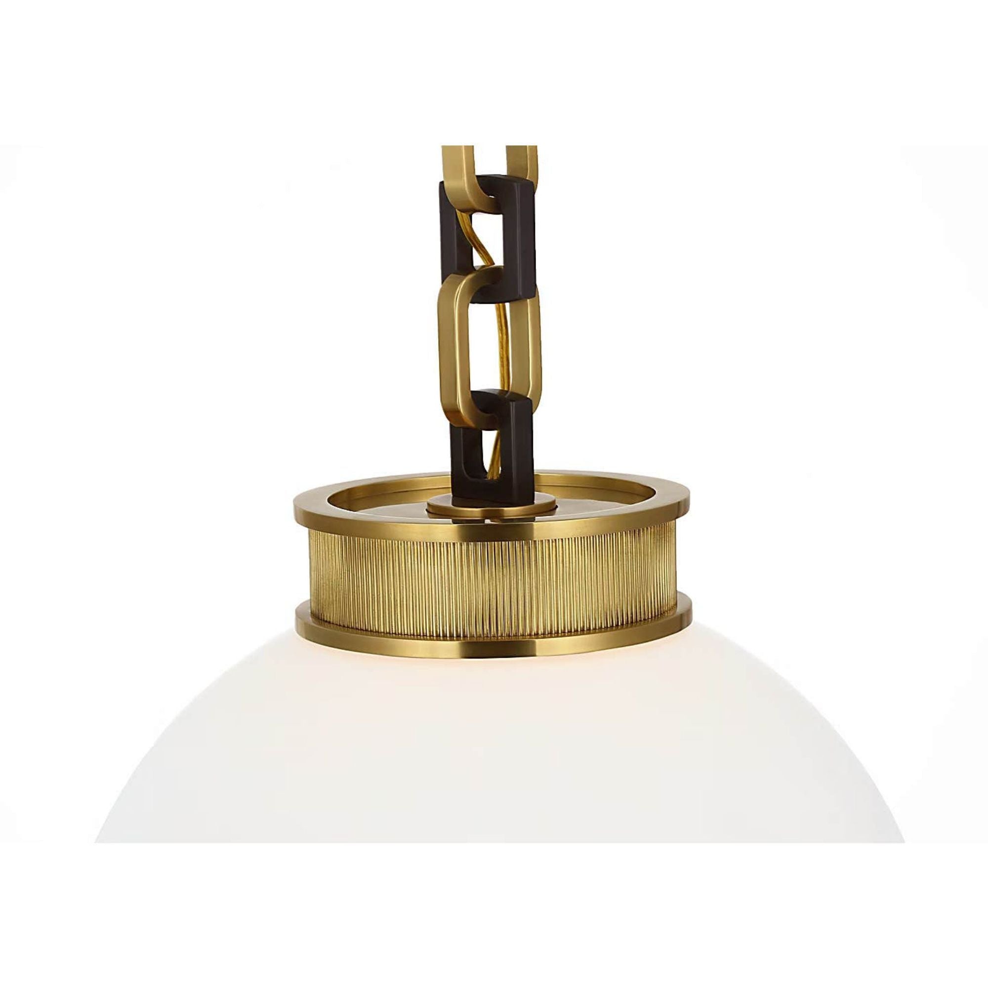 Marie Flanigan Bellamy 1 Light Statement Chain 16" Globe Chandelier in Soft Brass and Bronze with White Glass W16"