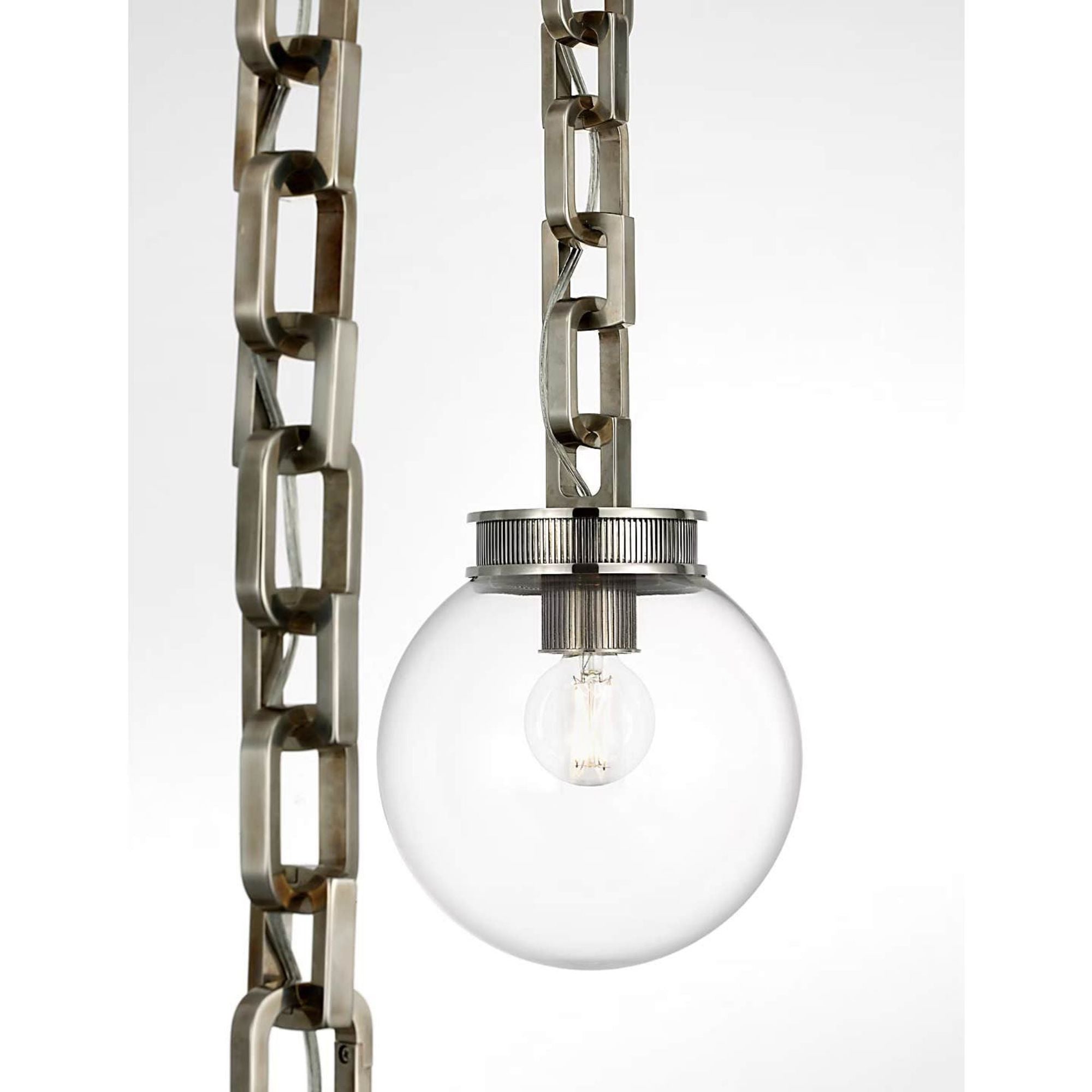 Marie Flanigan Bellamy 2 Light Statement Chain 8" Globe Chandelier in Pewter with Clear Glass W33"