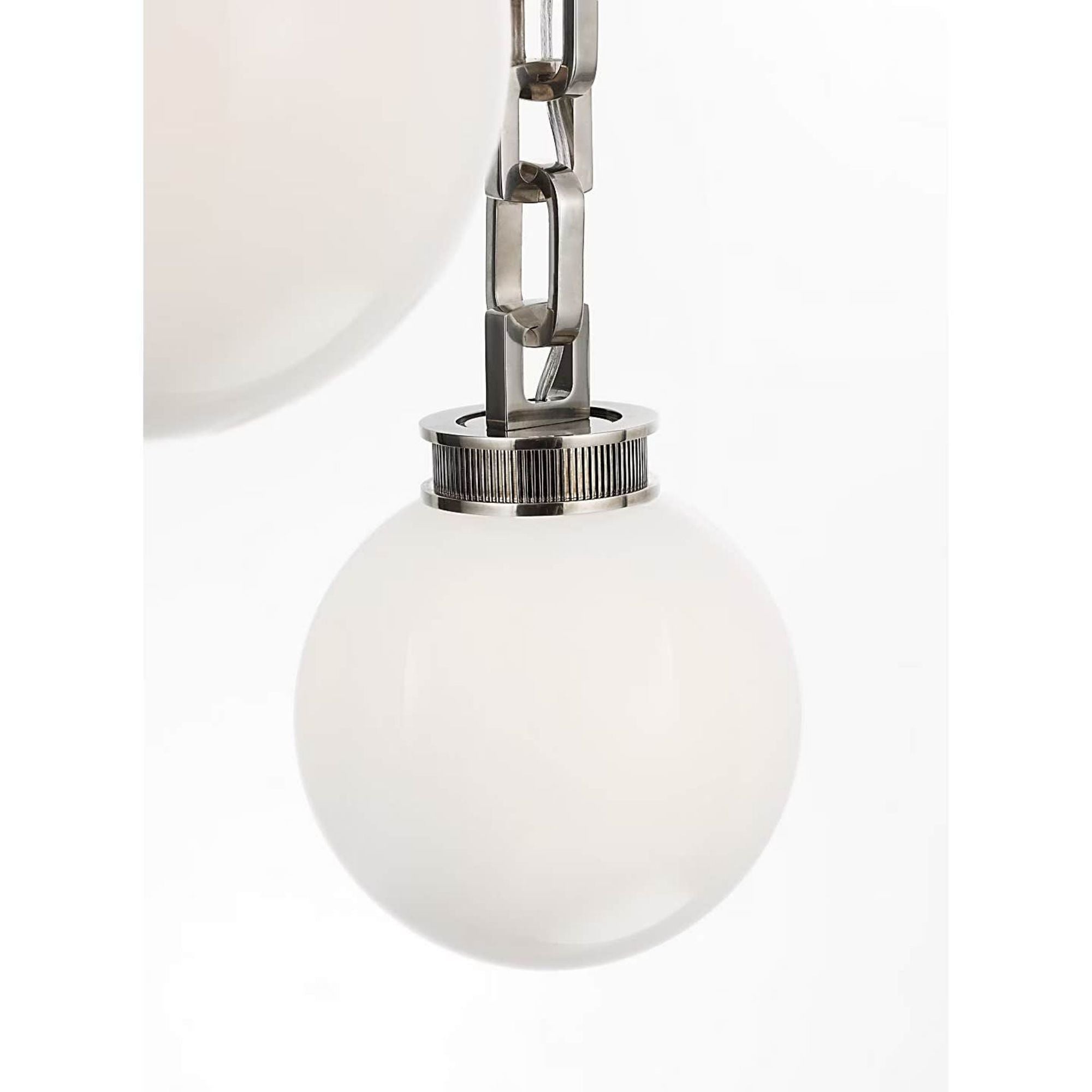 Marie Flanigan Bellamy 2 Light Statement Chain 8" Globe Chandelier in Pewter with White Glass W33"