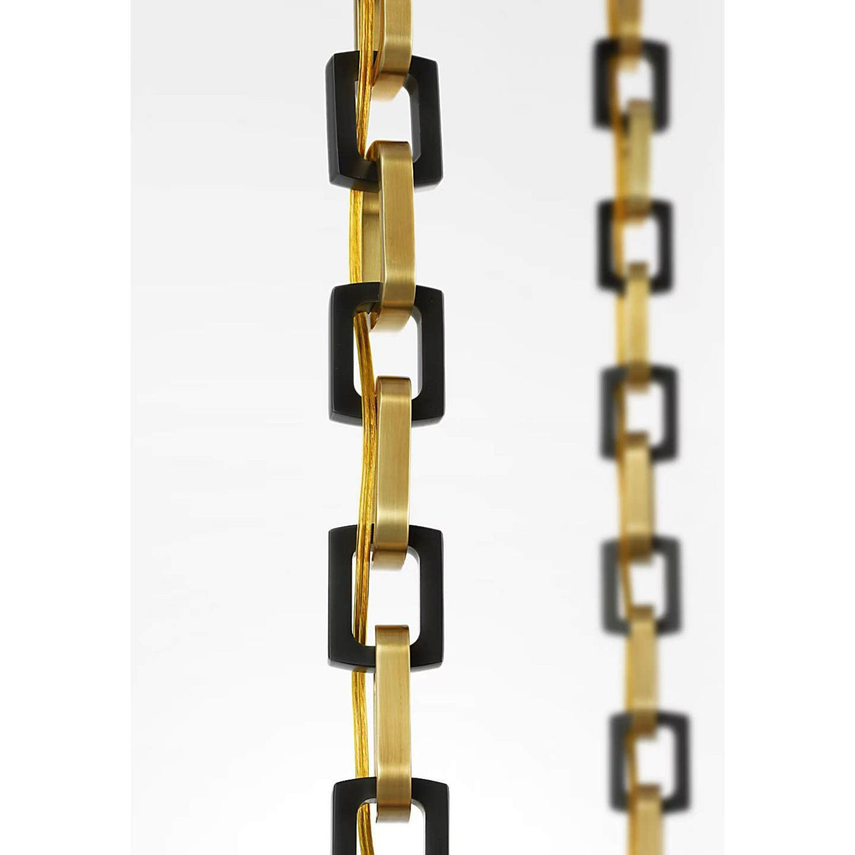 Marie Flanigan Bellamy 2 Light Statement Chain 12" Globe Chandelier in Soft Brass and Bronze with Clear Glass W37"