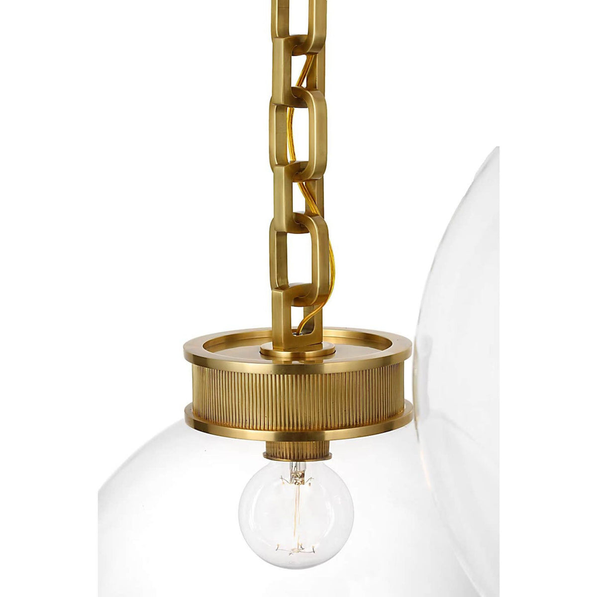 Marie Flanigan Bellamy 2 Light Statement Chain 16" Globe Chandelier in Soft Brass with Clear Glass W41"