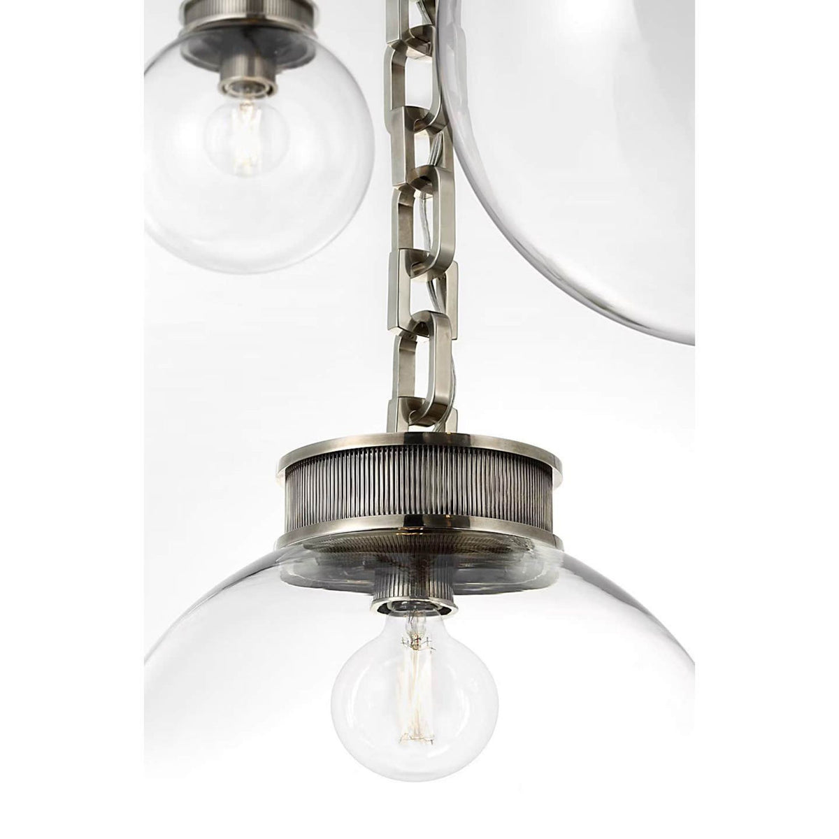 Marie Flanigan Bellamy 3 Light Statement Chain Multi Globe Chandelier in Pewter with Clear Glass W51"