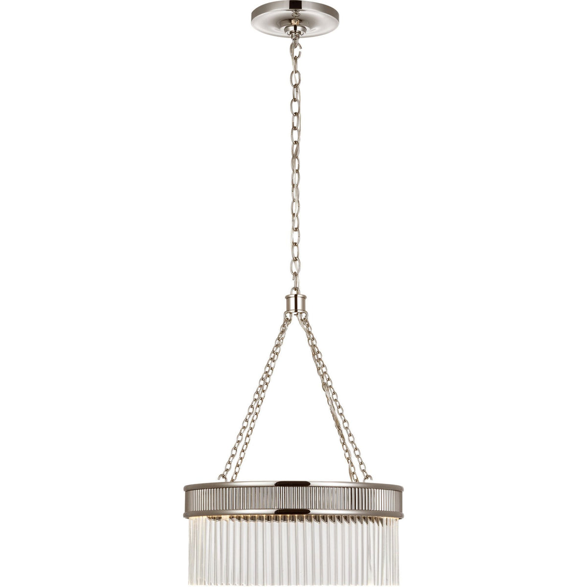 Marie Flanigan Menil Medium Chandelier in Polished Nickel with Crystal Rods W15.25" x H20.5"