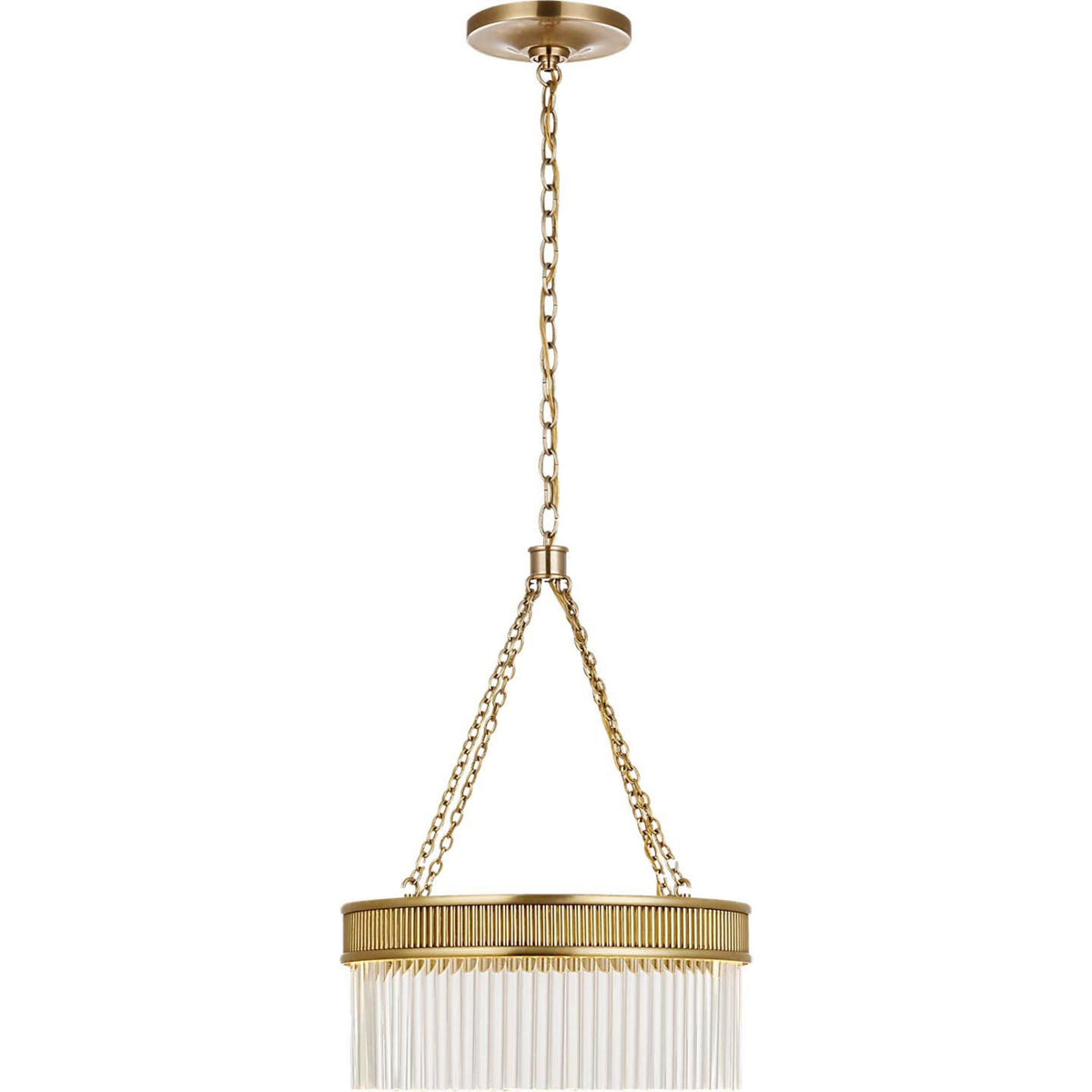 Marie Flanigan Menil Medium Chandelier in Soft Brass with Crystal Rods W15.25" x H20.5"