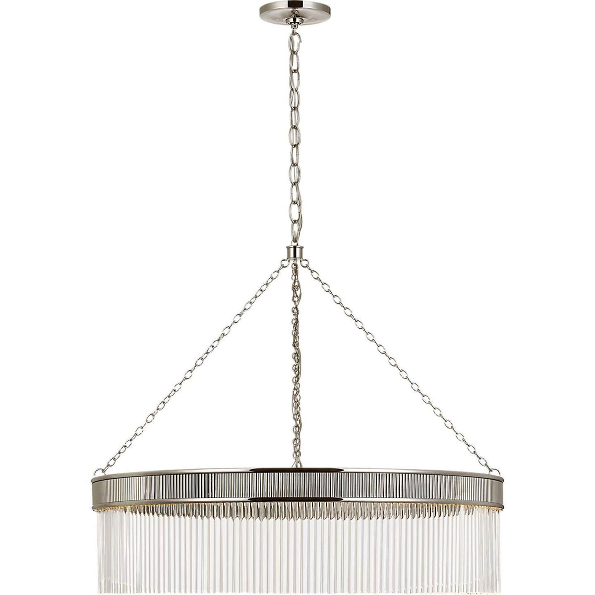 Marie Flanigan Menil Large Chandelier in Polished Nickel with Crystal Rods W34.25" x H29"
