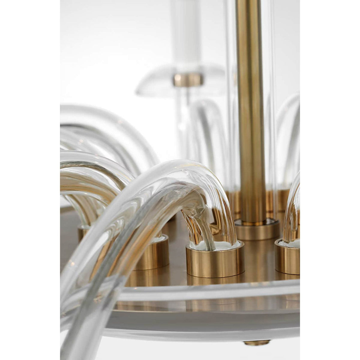 Paloma Contreras Brigitte Grande Chandelier in Clear Glass and Hand-Rubbed Antique Brass W50" x H23.25"