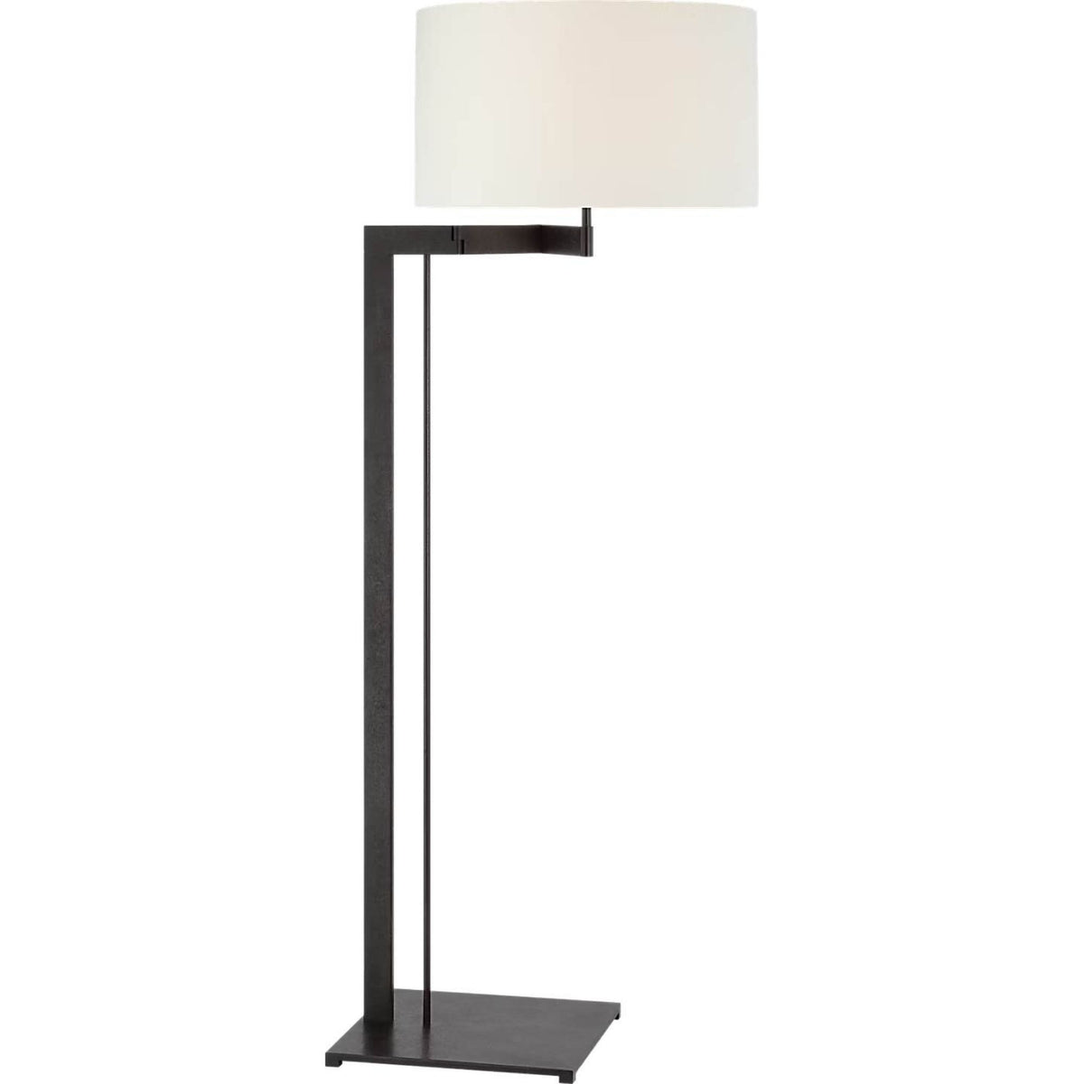 Ray Booth Amell 55" Articulating Floor Lamp in Warm Iron with Linen Shade W17" x H55.25" x E24"