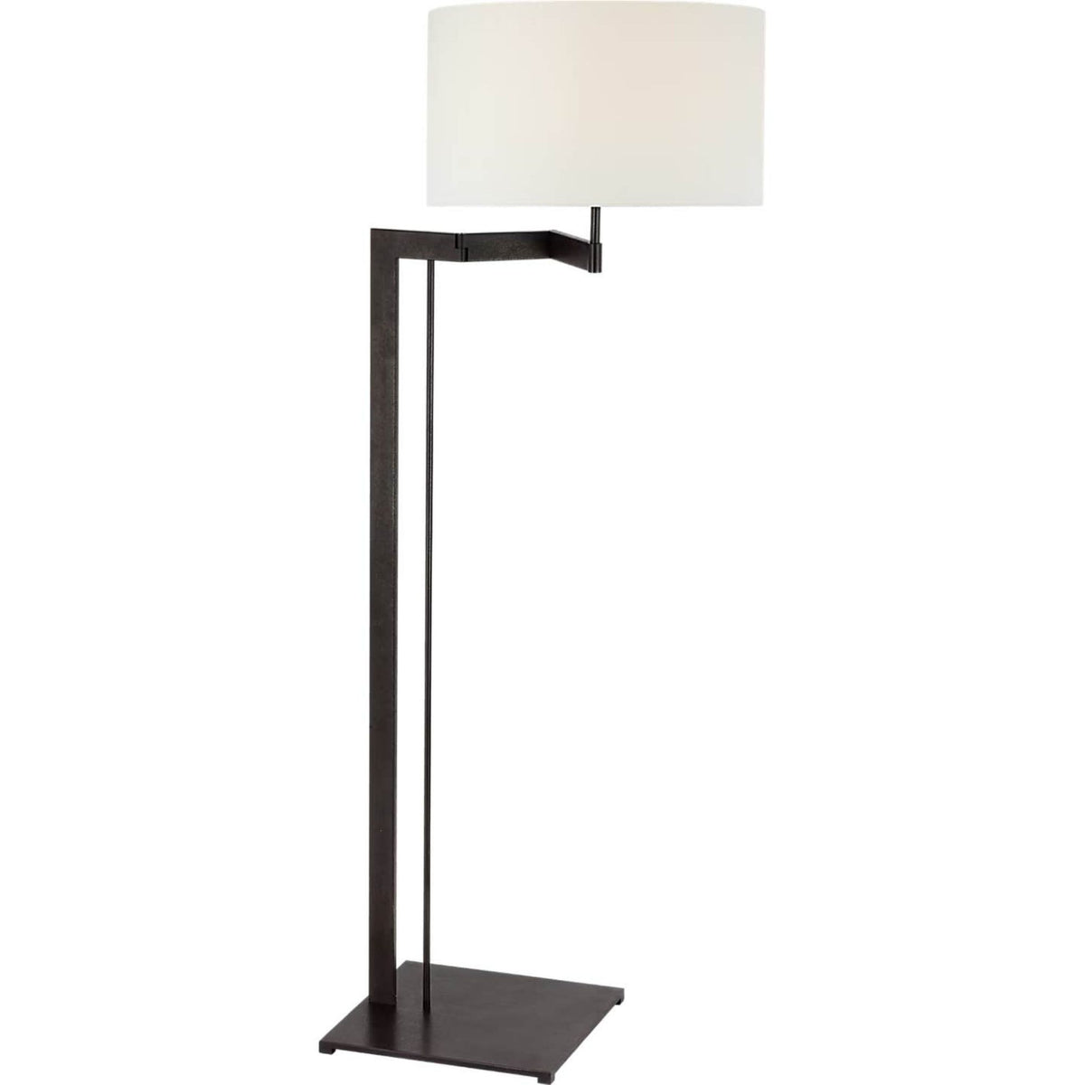 Ray Booth Amell 55" Articulating Floor Lamp in Warm Iron with Linen Shade W17" x H55.25" x E24"