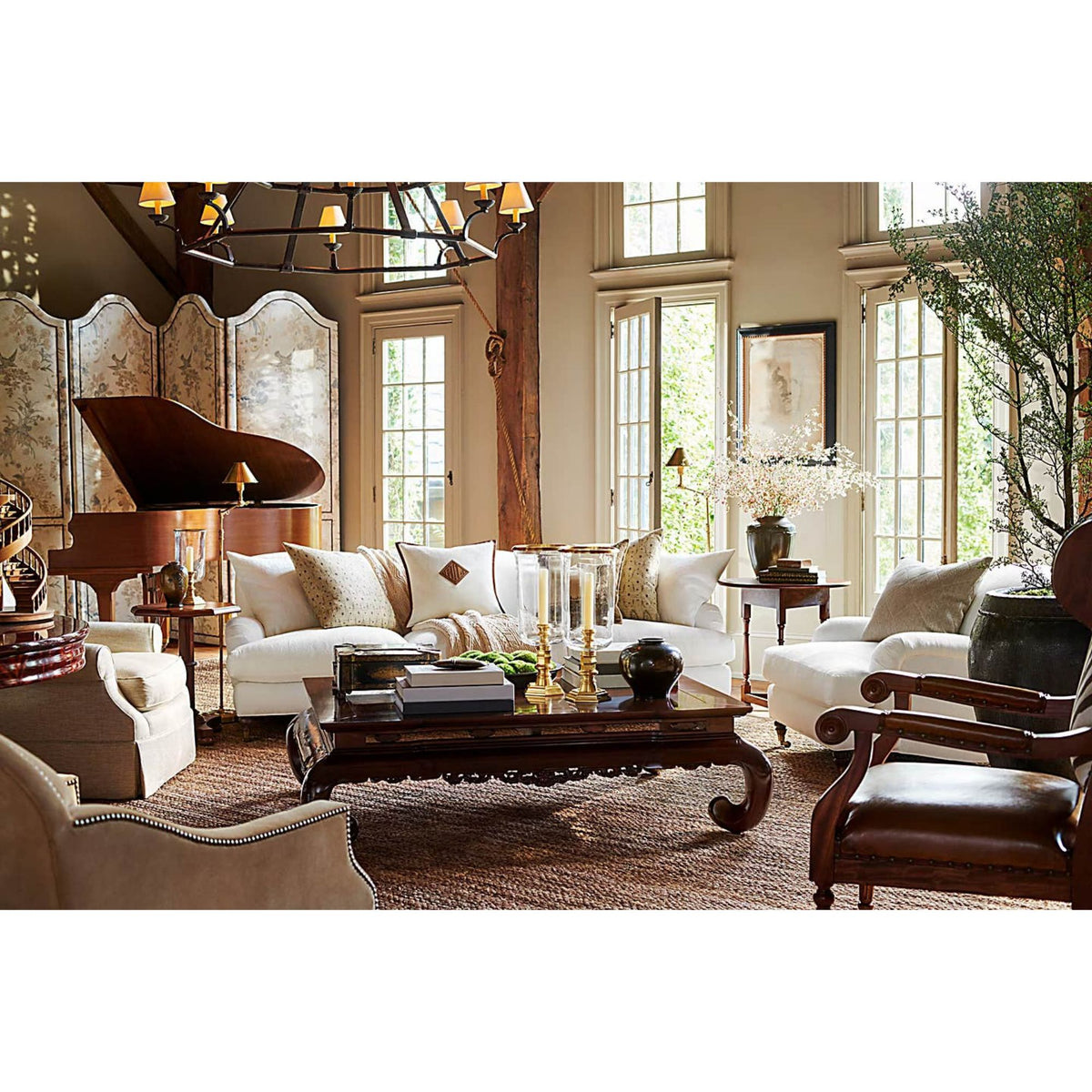 Ralph Lauren Anette Floor Lamp in Natural Brass W8" x H45.5" - 58" x E6.75" - 14.5"