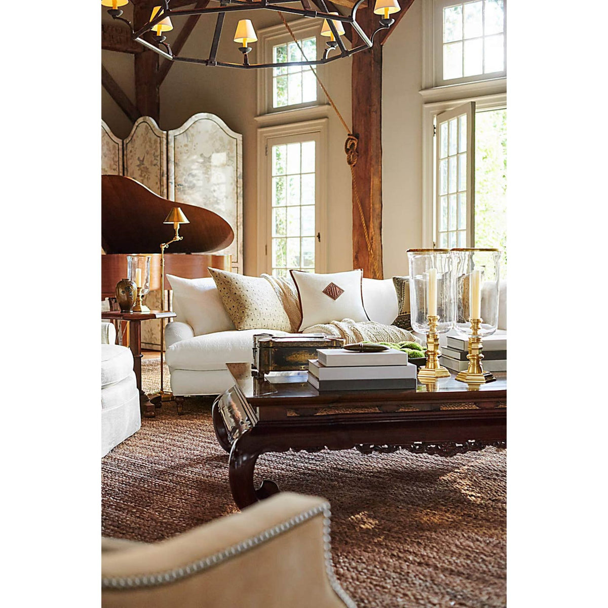 Ralph Lauren Anette Floor Lamp in Natural Brass W8" x H45.5" - 58" x E6.75" - 14.5"
