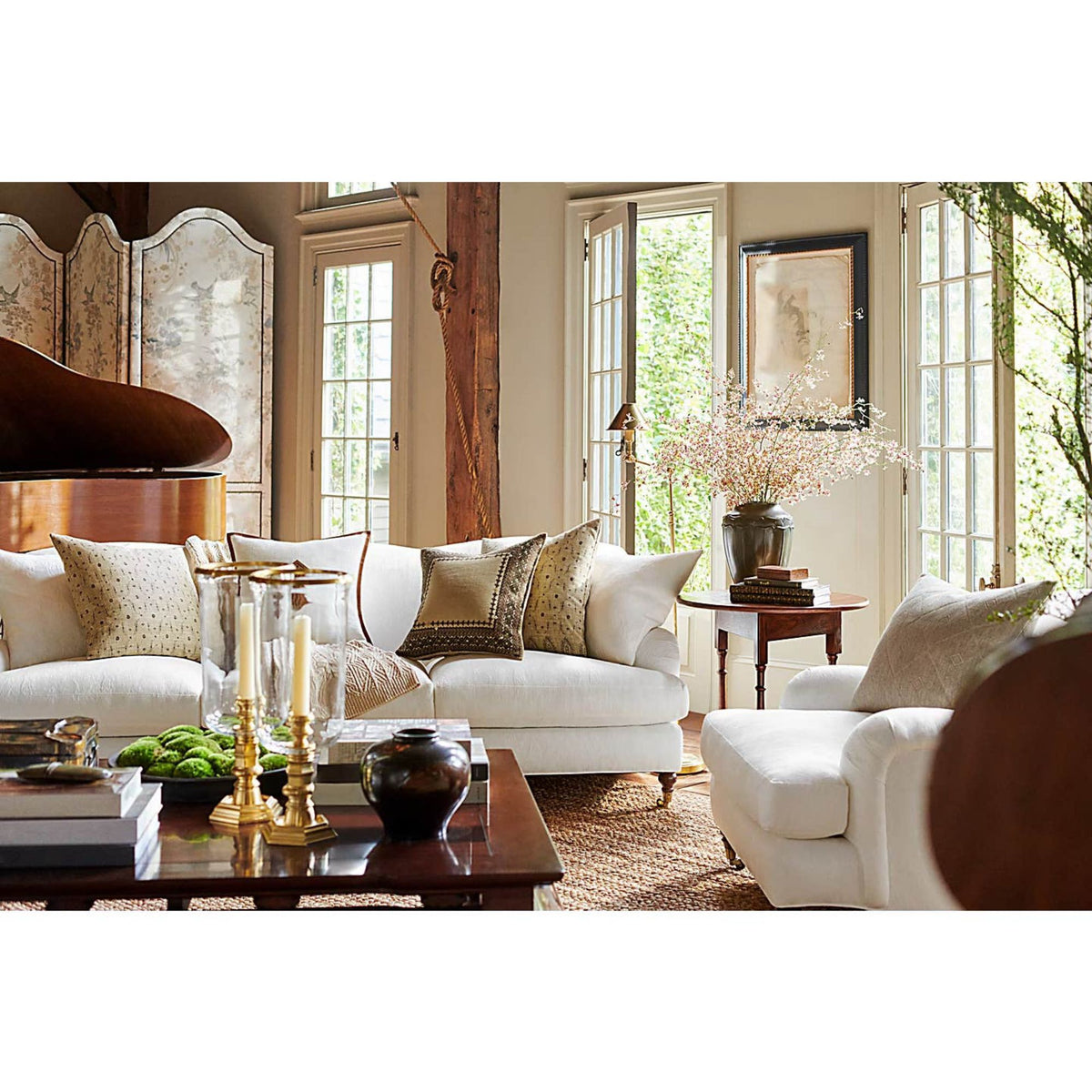 Ralph Lauren Anette Floor Lamp in Natural Brass W8" x H45.5" - 58" x E6.75" - 14.5"
