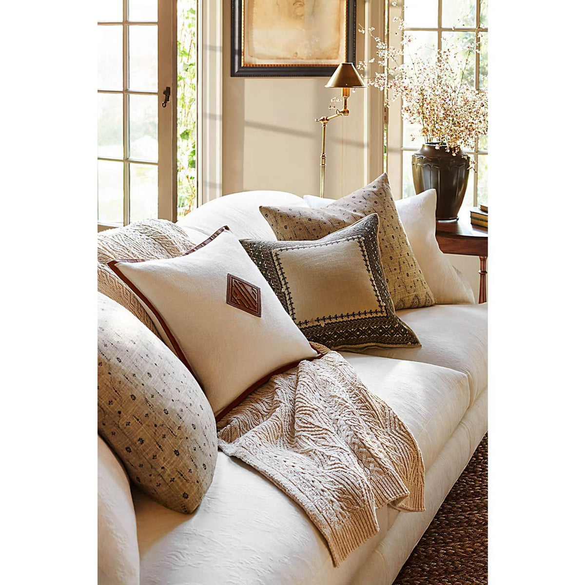 Ralph Lauren Anette Floor Lamp in Natural Brass W8" x H45.5" - 58" x E6.75" - 14.5"