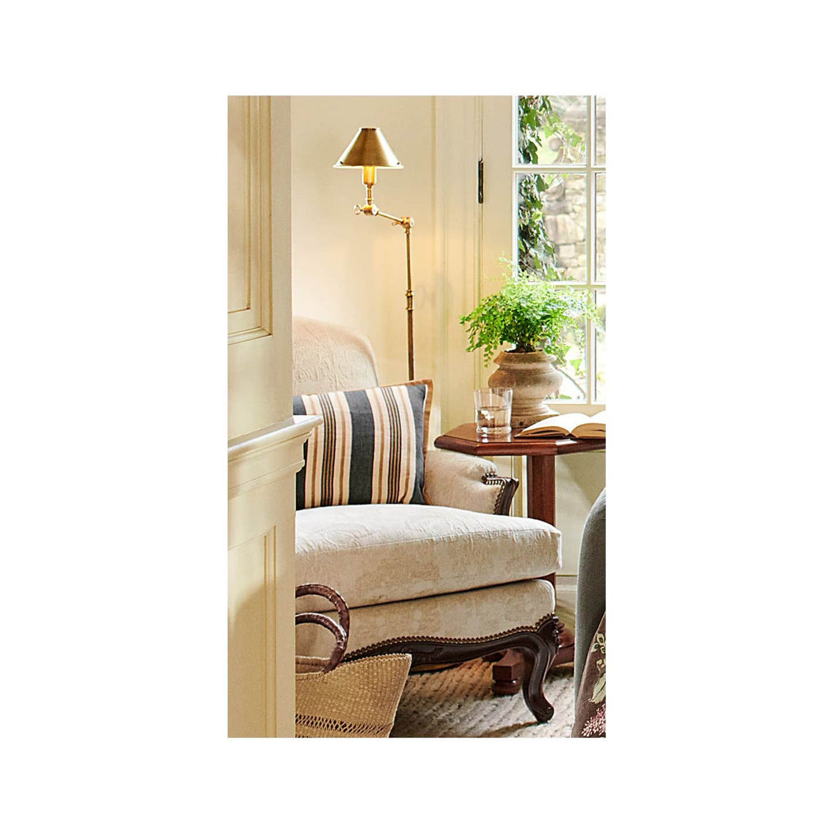 Ralph Lauren Anette Floor Lamp in Natural Brass W8" x H45.5" - 58" x E6.75" - 14.5"