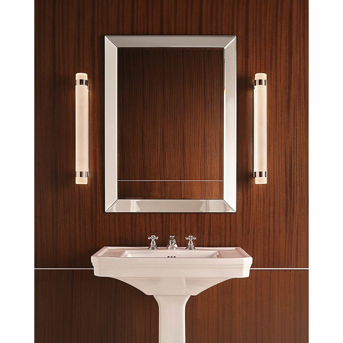 Ralph Lauren Barton Large Bath Sconce in Polished Nickel with Etched Crystal W2.75" x H24" x E4"