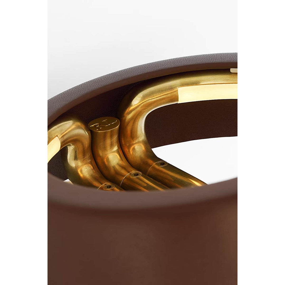 Ralph Lauren Hudson St. 8" Sconce in Natural Brass and Carob Leather W8.5" x H7.5" x E9.75"