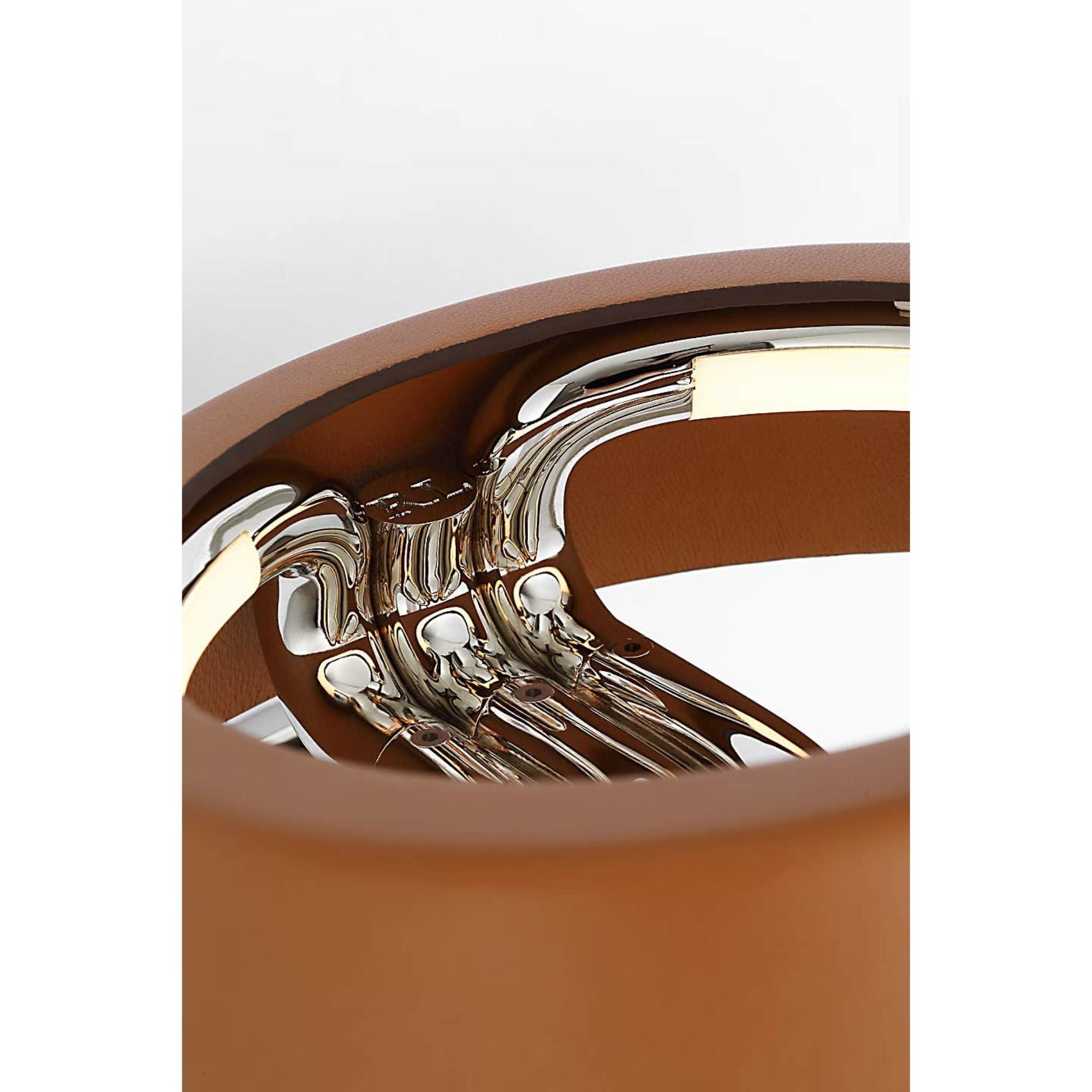 Ralph Lauren Hudson St. 8" Sconce in Polished Nickel and Nutmeg Leather W8.5" x H7.5" x E9.75"