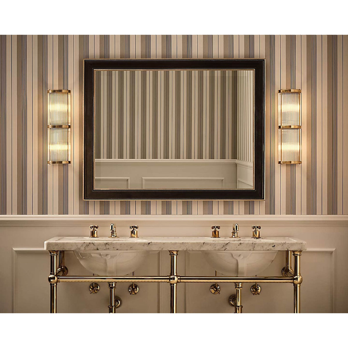 Ralph Lauren Allen Medium Linear Sconce in Natural Brass and Glass Rods W6" x H18.5" x E5"