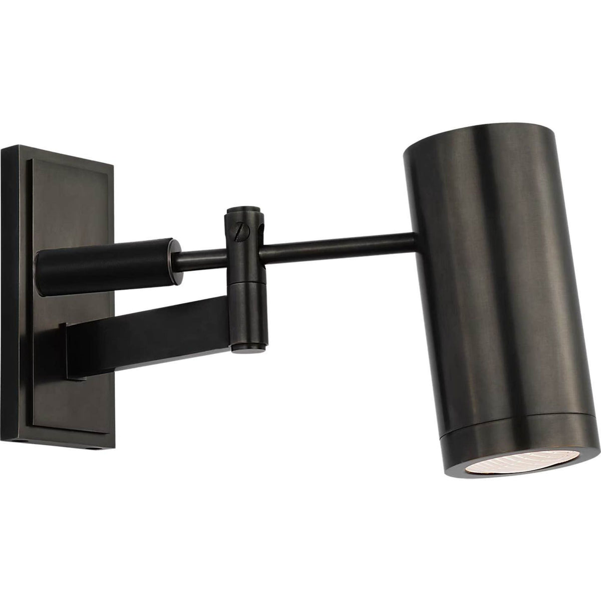 Ralph Lauren Grant 8" Articulating Wall Light in Bronze and Chocolate Leather with Industrial Prismatic Glass W2.75" x H7.5" x E6.75" - 13.5"