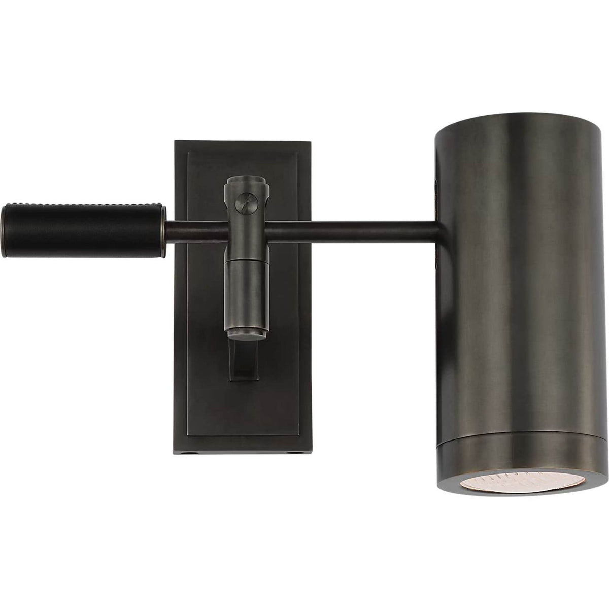 Ralph Lauren Grant 8" Articulating Wall Light in Bronze and Chocolate Leather with Industrial Prismatic Glass W2.75" x H7.5" x E6.75" - 13.5"