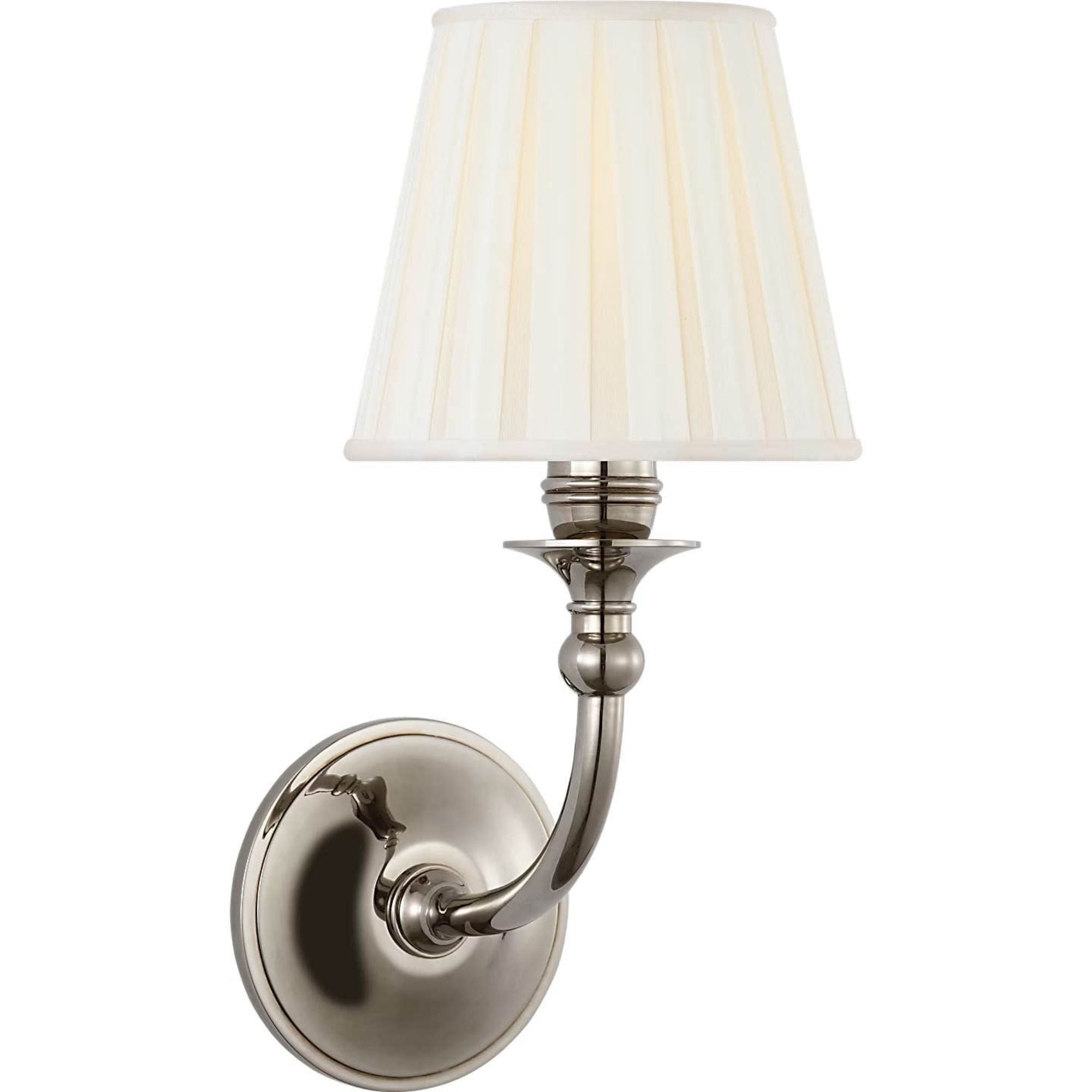 Ralph Lauren Embers 12" Single Sconce in Butler's Silver with Silk Box Pleat Shade W5.5" x H11.75" x E7.25"