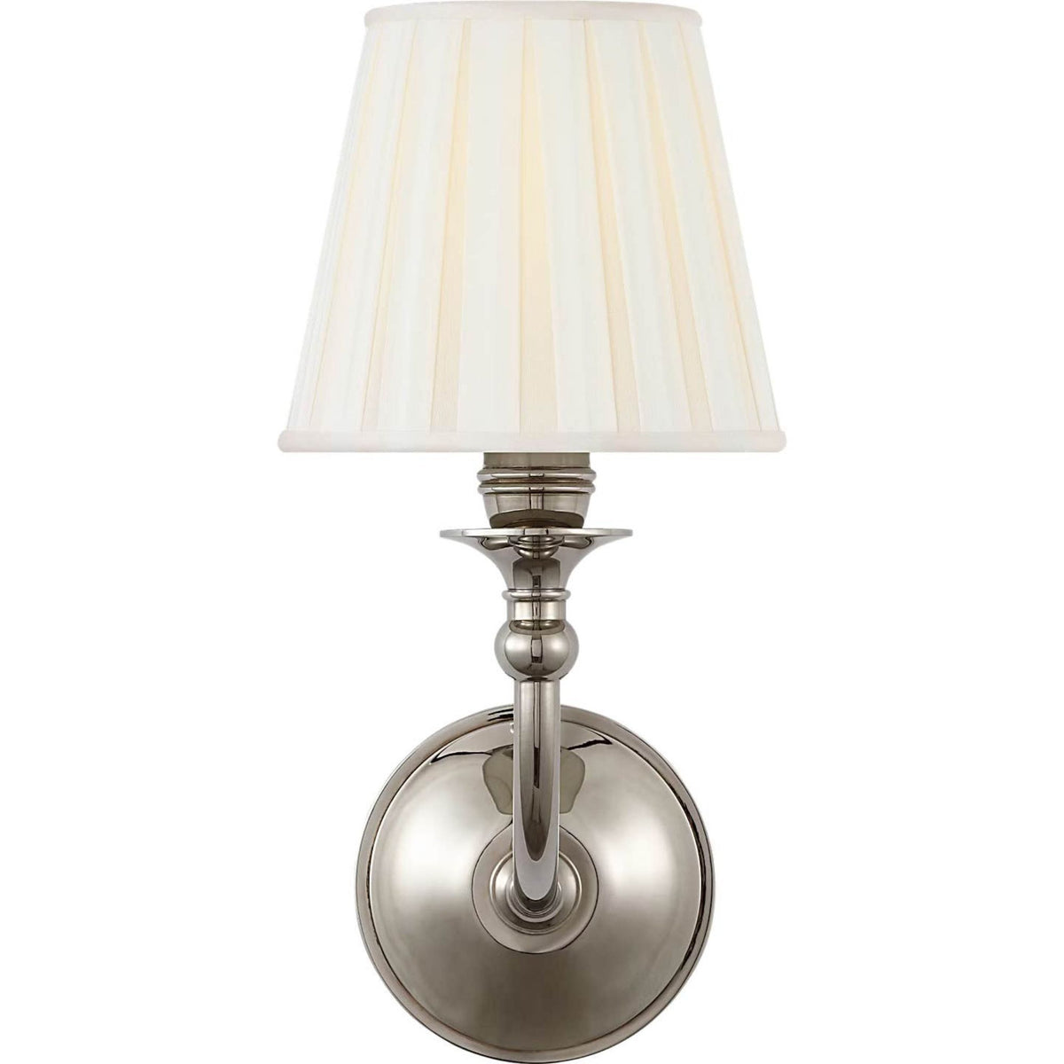 Ralph Lauren Embers 12" Single Sconce in Butler's Silver with Silk Box Pleat Shade W5.5" x H11.75" x E7.25"