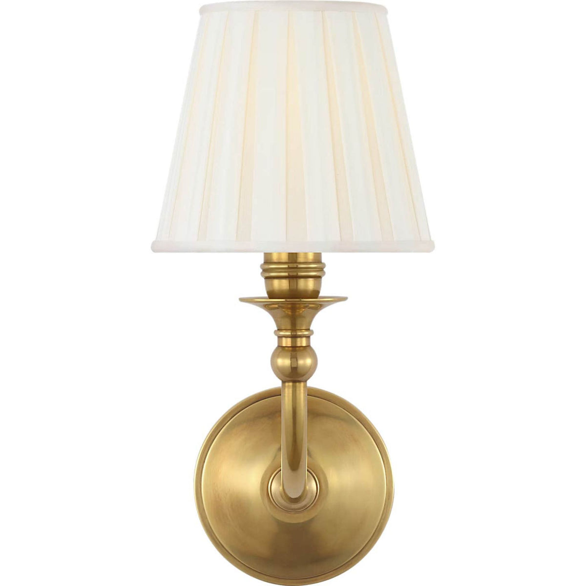 Ralph Lauren Embers 12" Single Sconce in Natural Brass with Silk Box Pleat Shade W5.5" x H11.75" x E7.25"