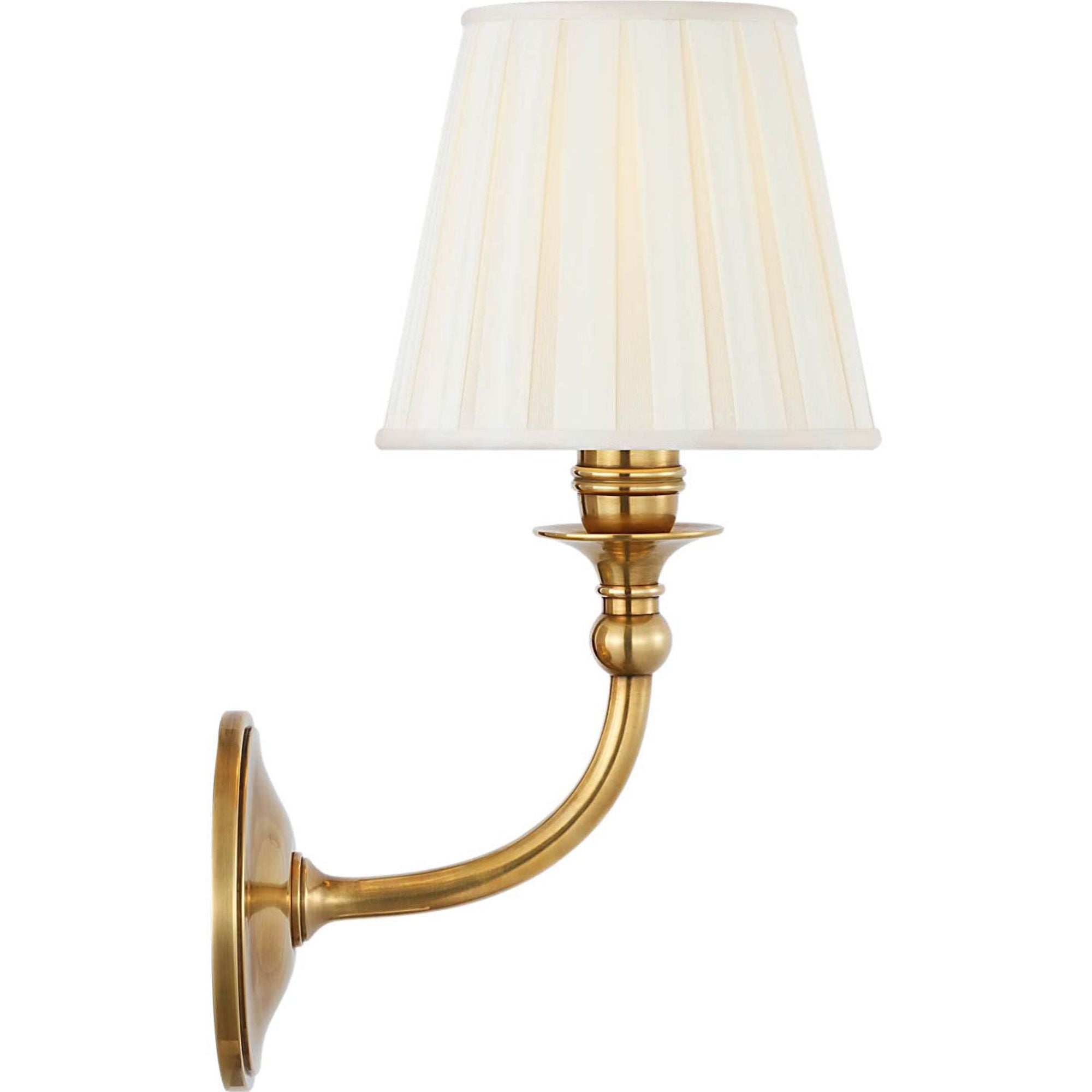 Ralph Lauren Embers 12" Single Sconce in Natural Brass with Silk Box Pleat Shade W5.5" x H11.75" x E7.25"