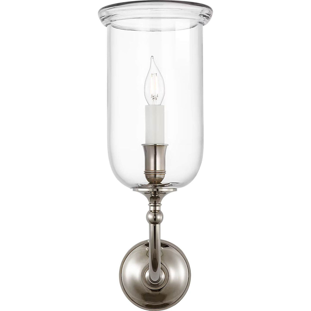 Ralph Lauren Embers 20" Single Hurricane Sconce in Butler's Silver with Clear Glass W7" x H20.25" x E9.75"