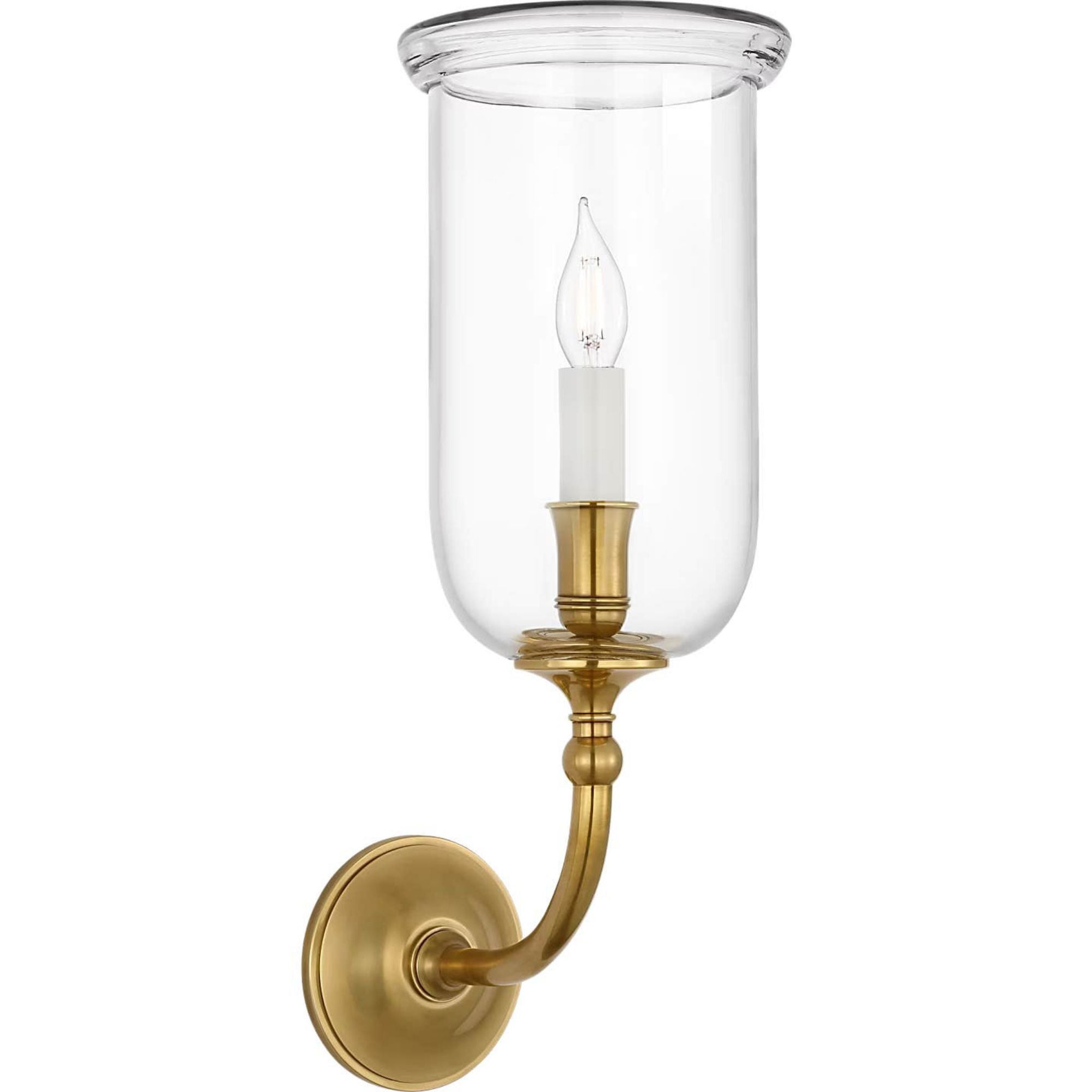 Ralph Lauren Embers 20" Single Hurricane Sconce in Natural Brass with Clear Glass W7" x H20.25" x E9.75"