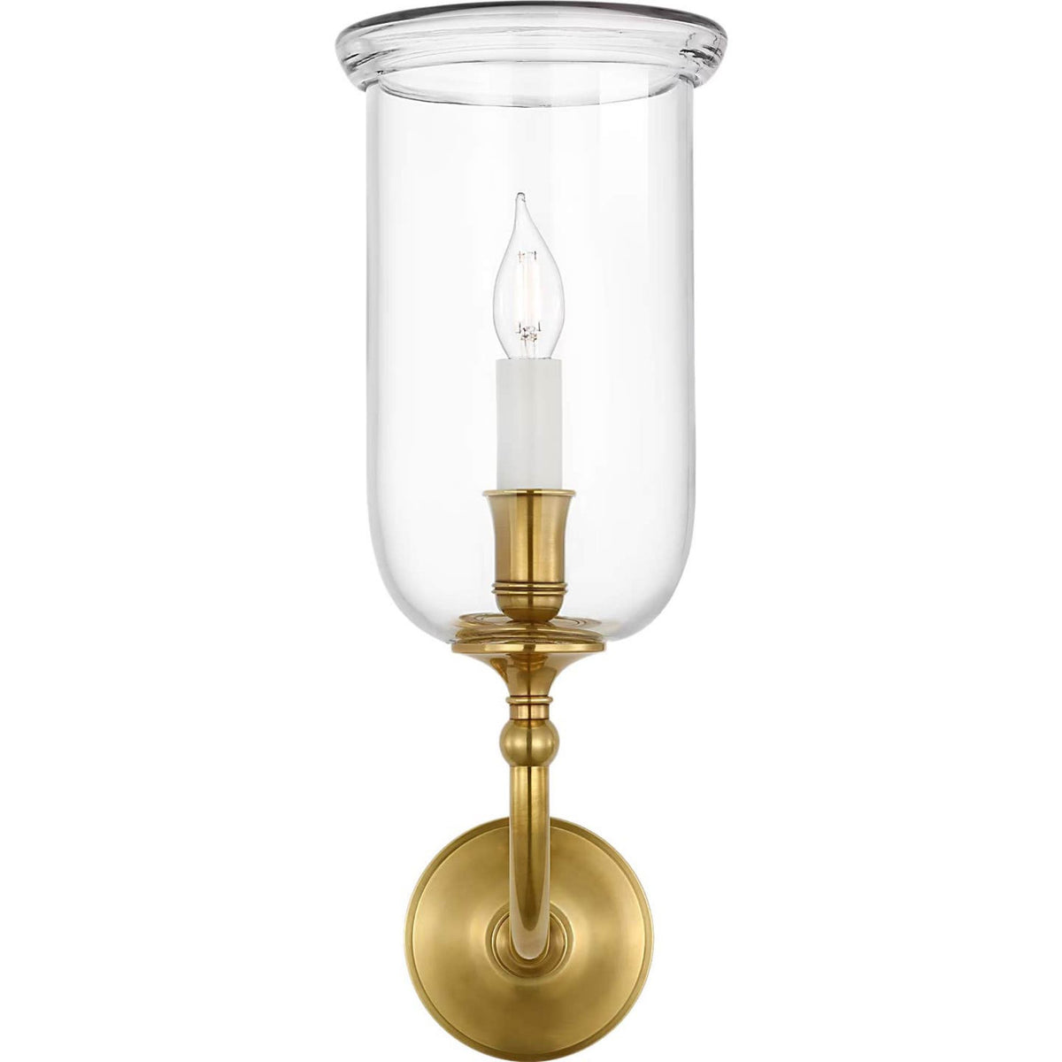 Ralph Lauren Embers 20" Single Hurricane Sconce in Natural Brass with Clear Glass W7" x H20.25" x E9.75"