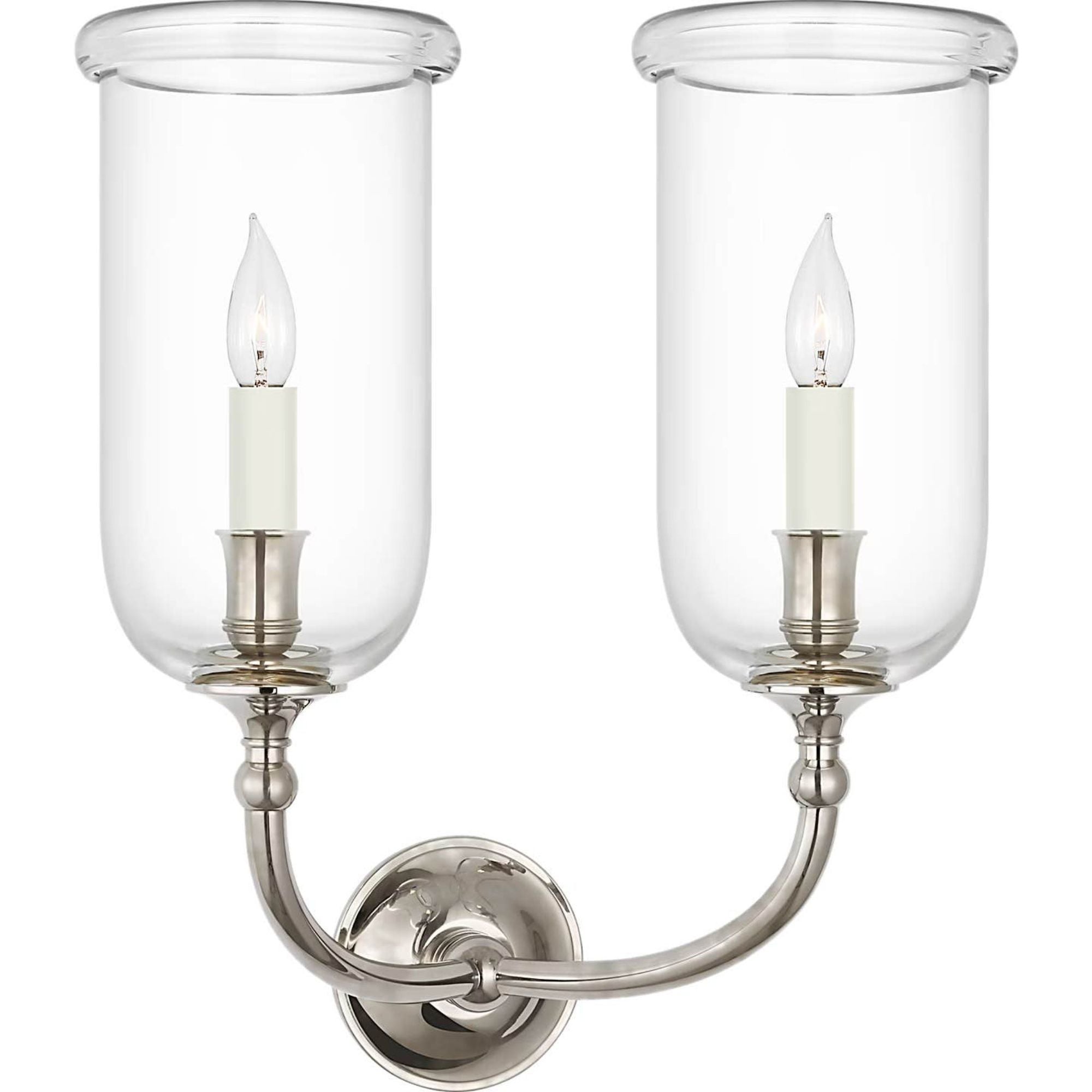 Ralph Lauren Embers 20" Double Hurricane Sconce in Butler's Silver with Clear Glass W17.25" x H20.25" x E11.25"