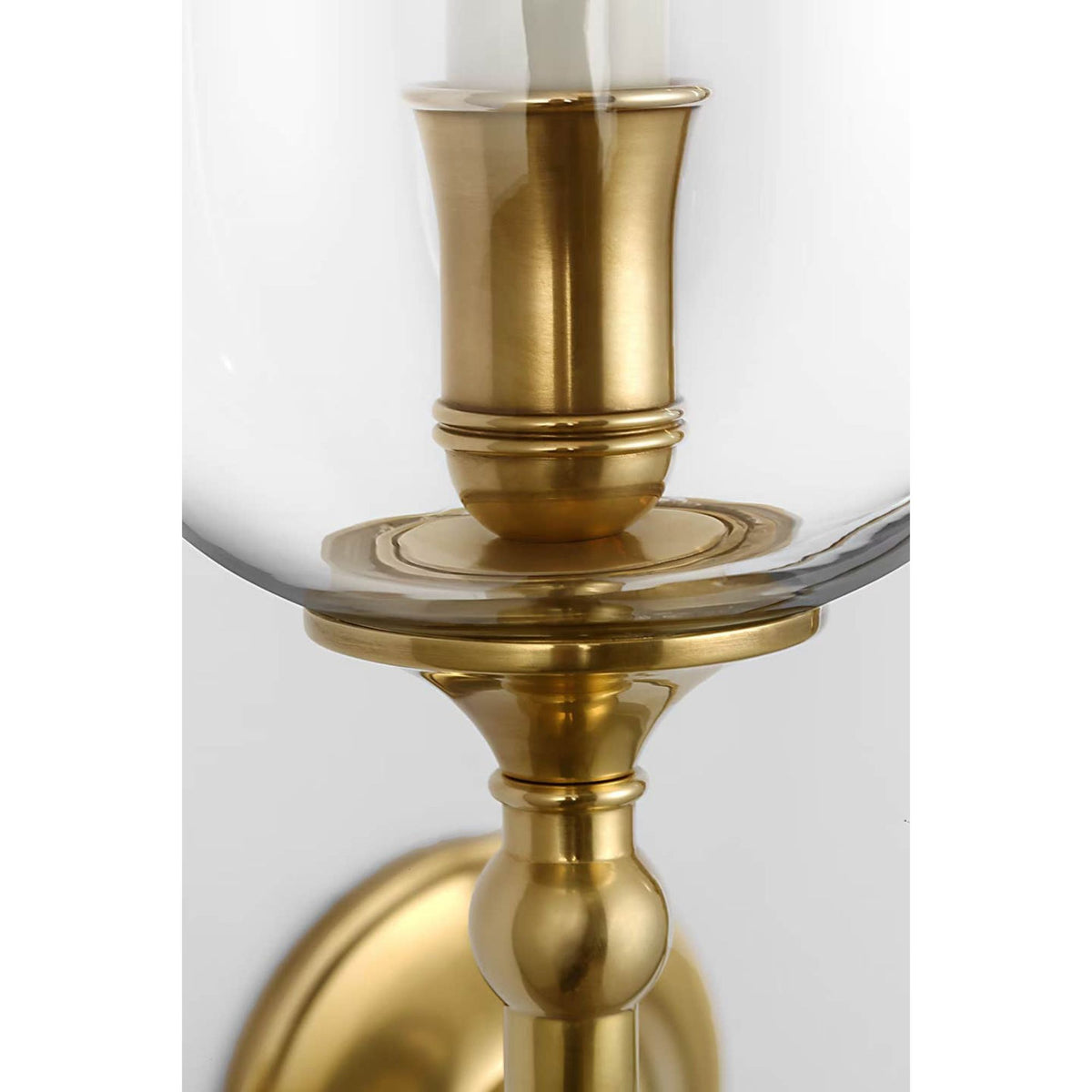 Ralph Lauren Embers 20" Double Hurricane Sconce in Natural Brass with Clear Glass W17.25" x H20.25" x E11.25"