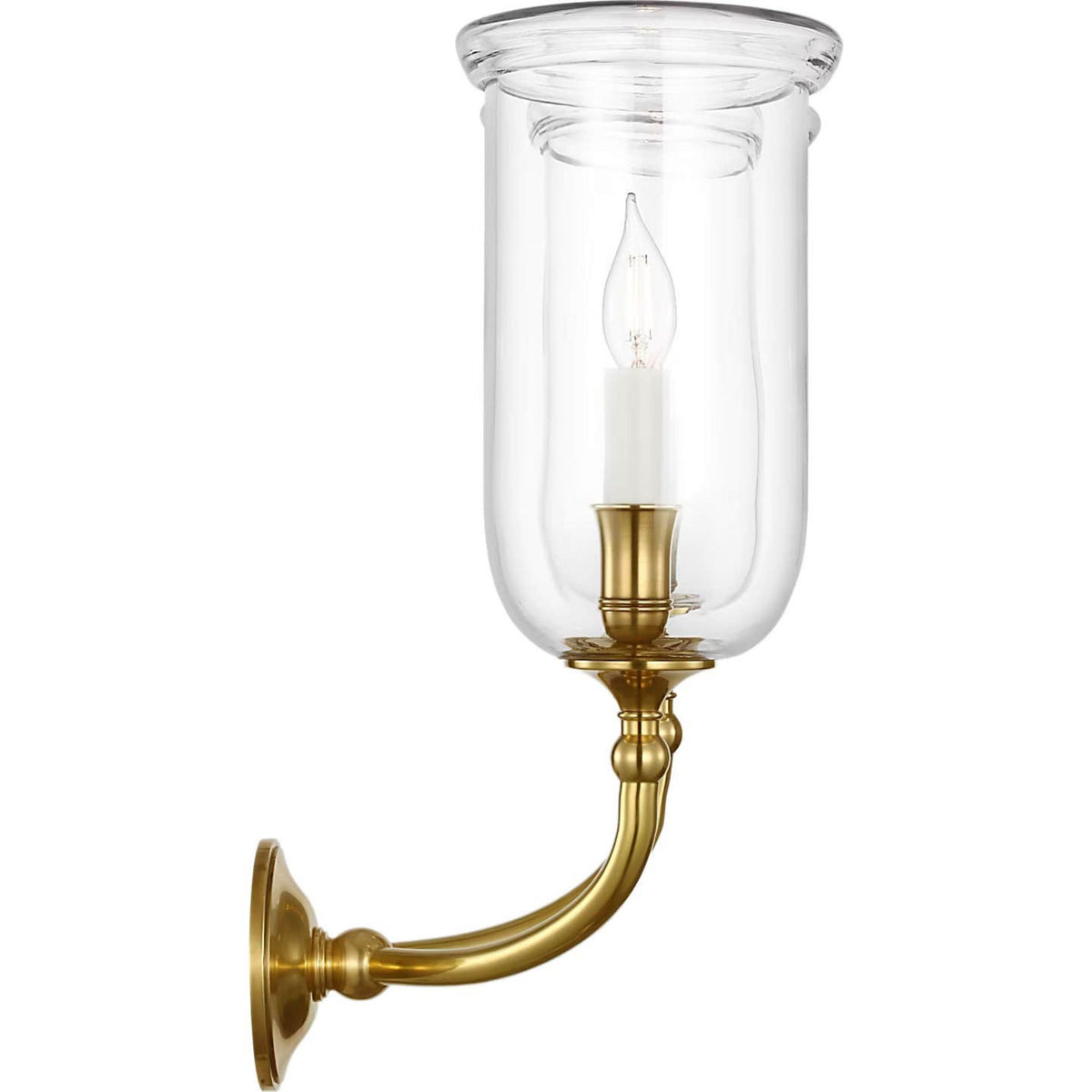 Ralph Lauren Embers 20" Double Hurricane Sconce in Natural Brass with Clear Glass W17.25" x H20.25" x E11.25"